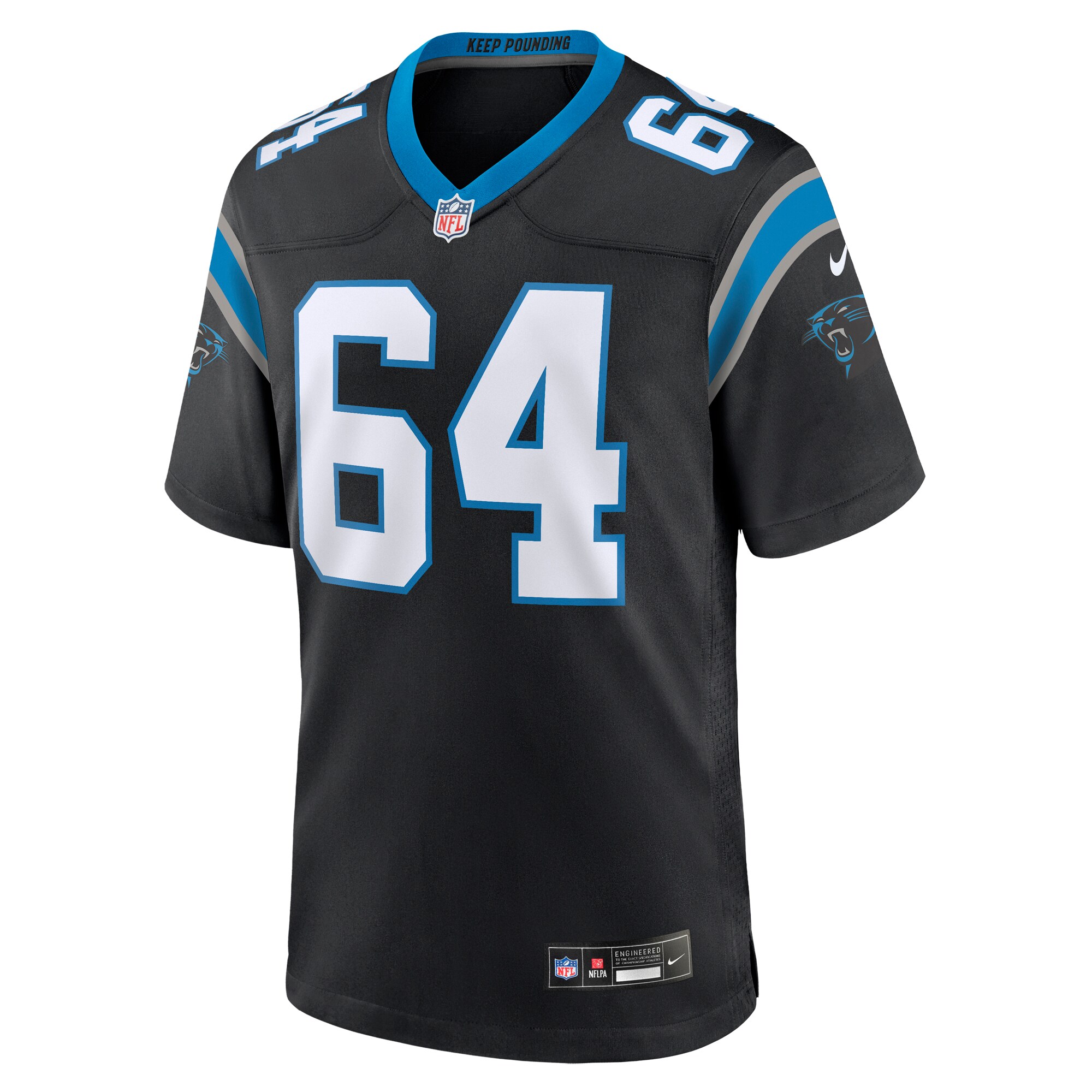 Alternative view of Men's Carolina Panthers Justin McCray Black Team Game Jersey JS9619 nicesnker