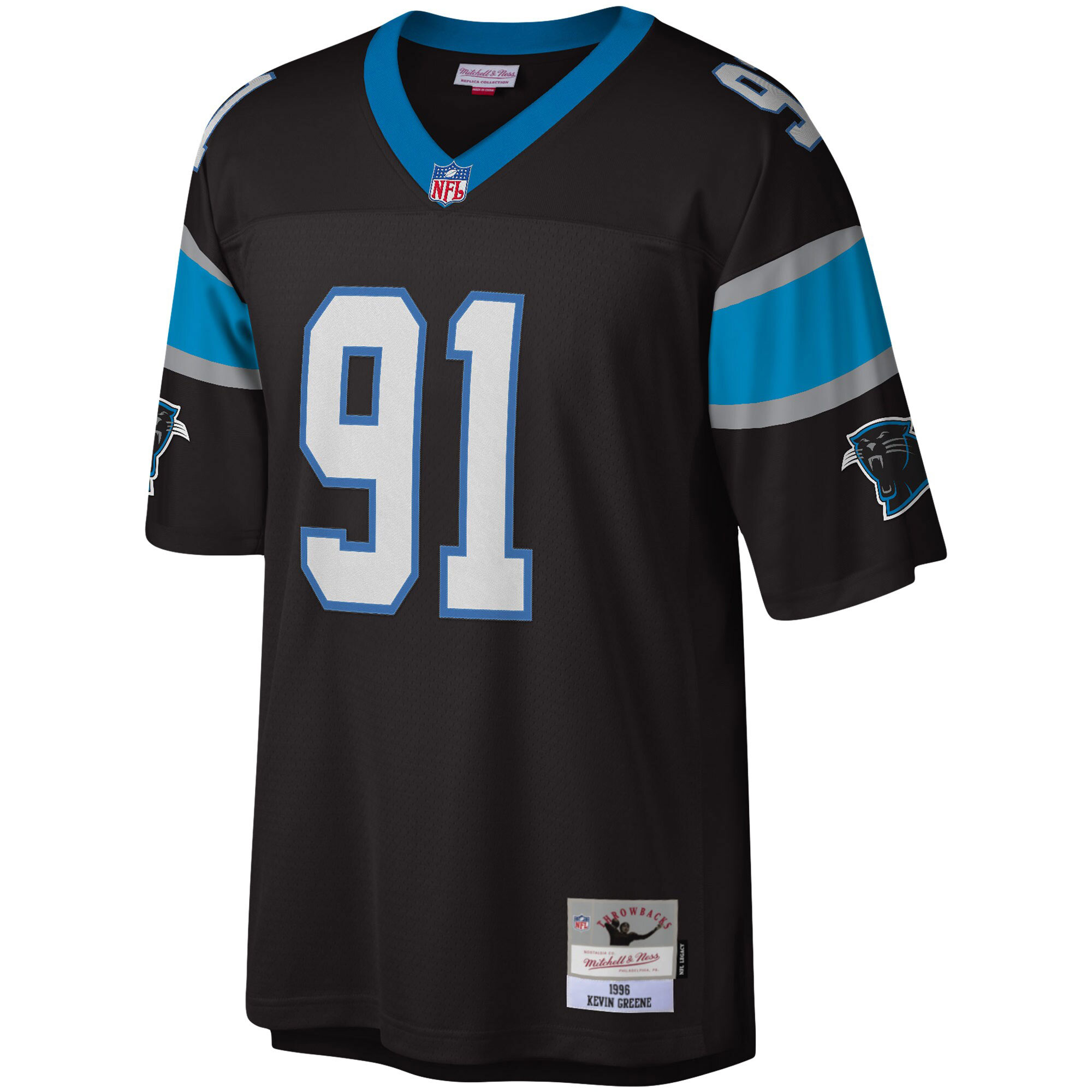 Alternative view of Men's Carolina Panthers Kevin Greene Mitchell & Ness Black Big & Tall 1996 Retired Player Jersey JS8239 nicesnker