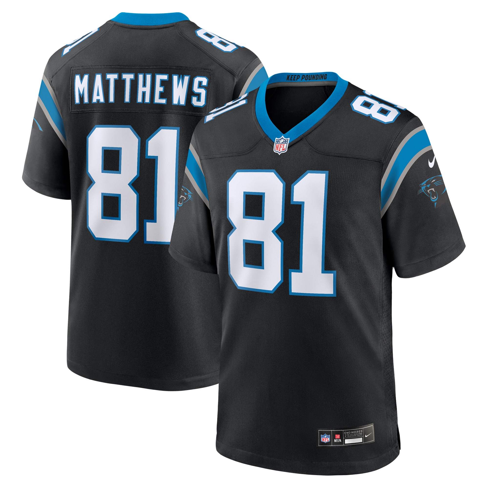 Men's Carolina Panthers Matthews Black Game Jersey JS3622 nicesnker