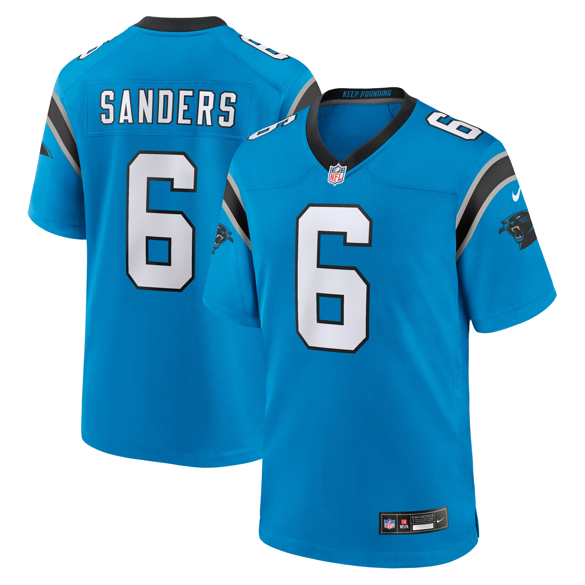 Men's Carolina Panthers Miles Sanders Blue Team Game Jersey JS9223 nicesnker