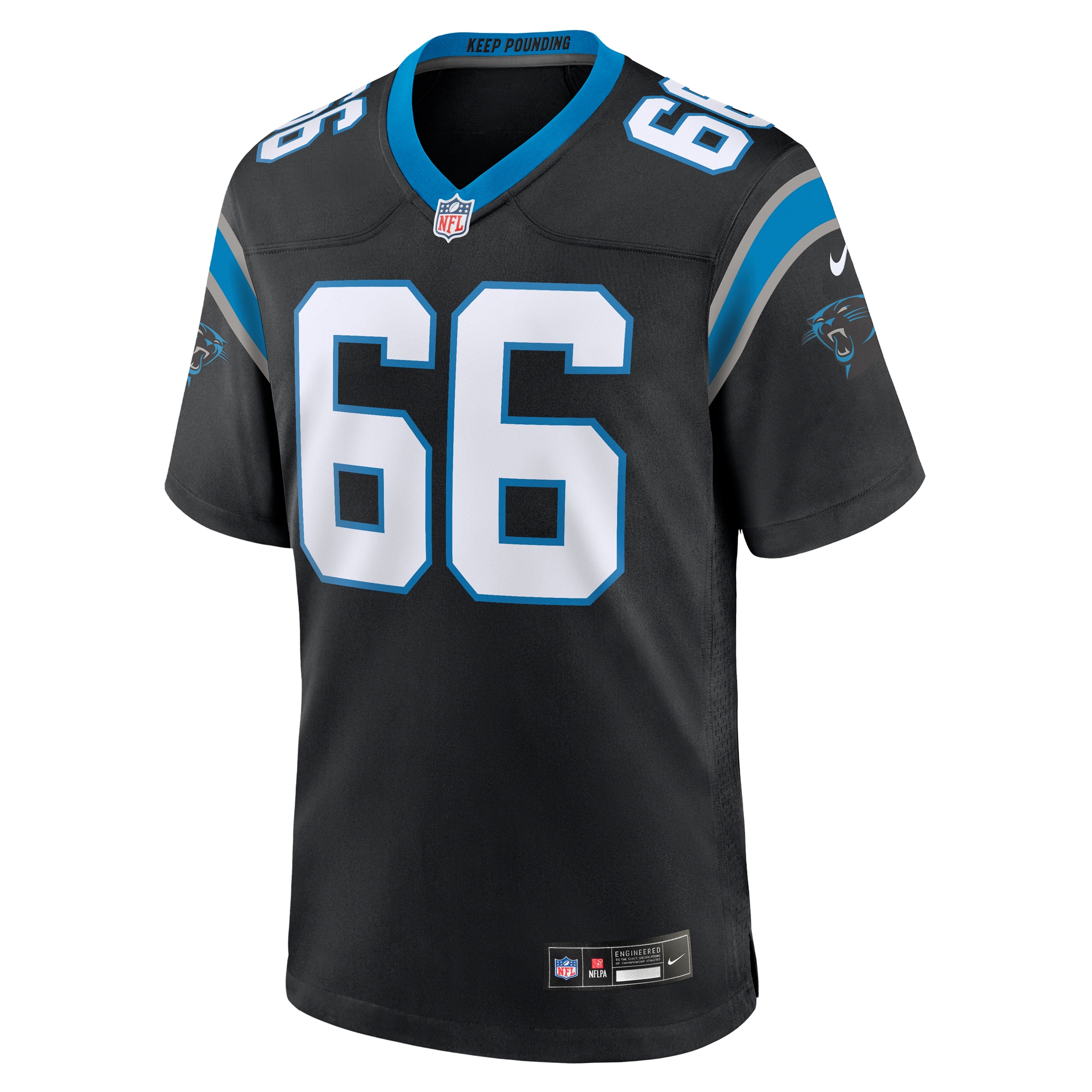 Alternative view of Men's Carolina Panthers Nash Jensen Black Team Game Jersey JS9566 nicesnker
