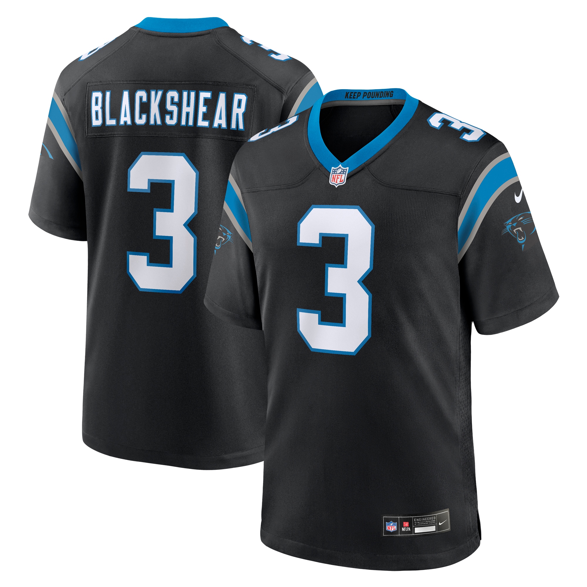 Men's Carolina Panthers Raheem Blackshear Black Team Game Jersey JS4719 nicesnker