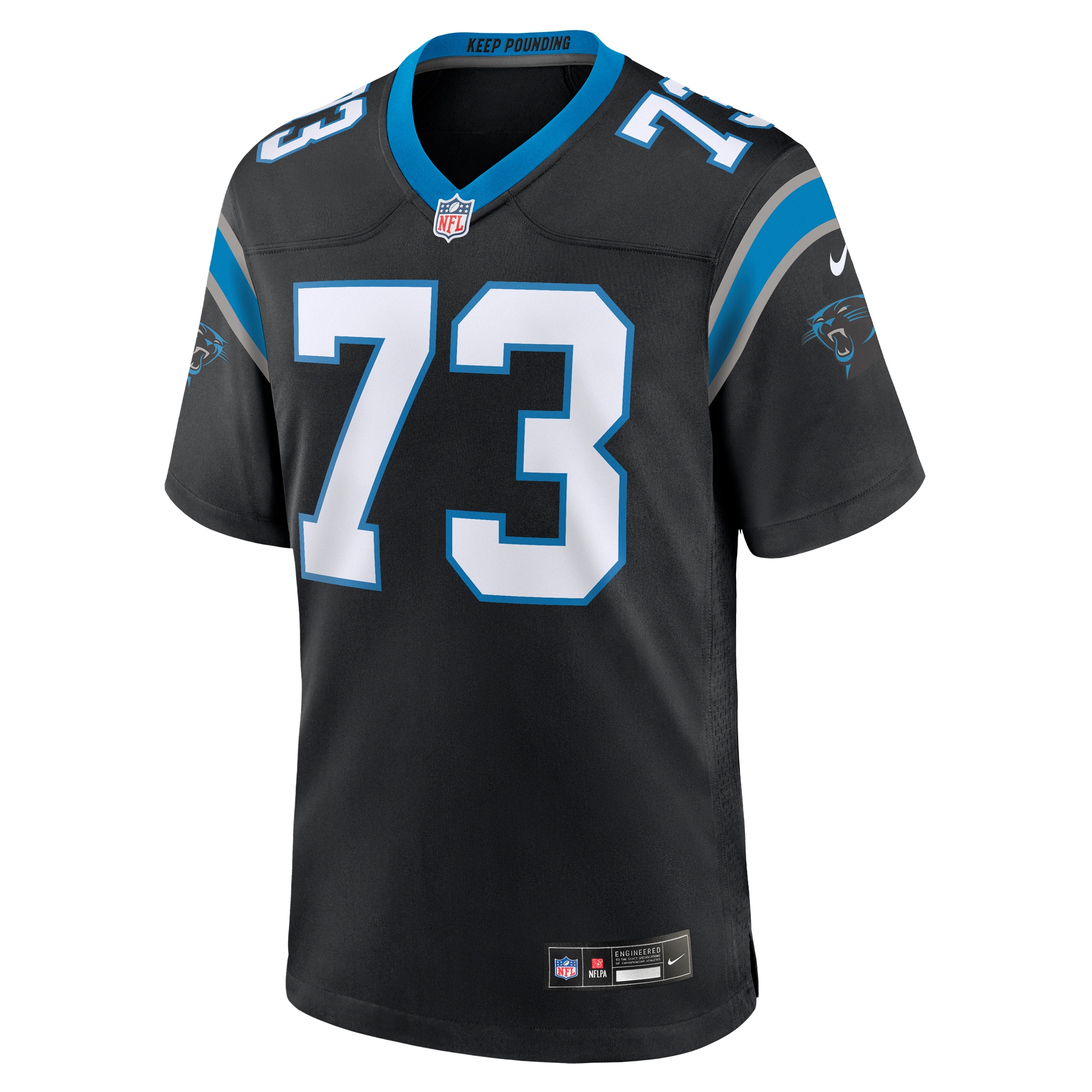 Alternative view of Men's Carolina Panthers Rashard Lawrence Black Game Jersey JS8090 nicesnker