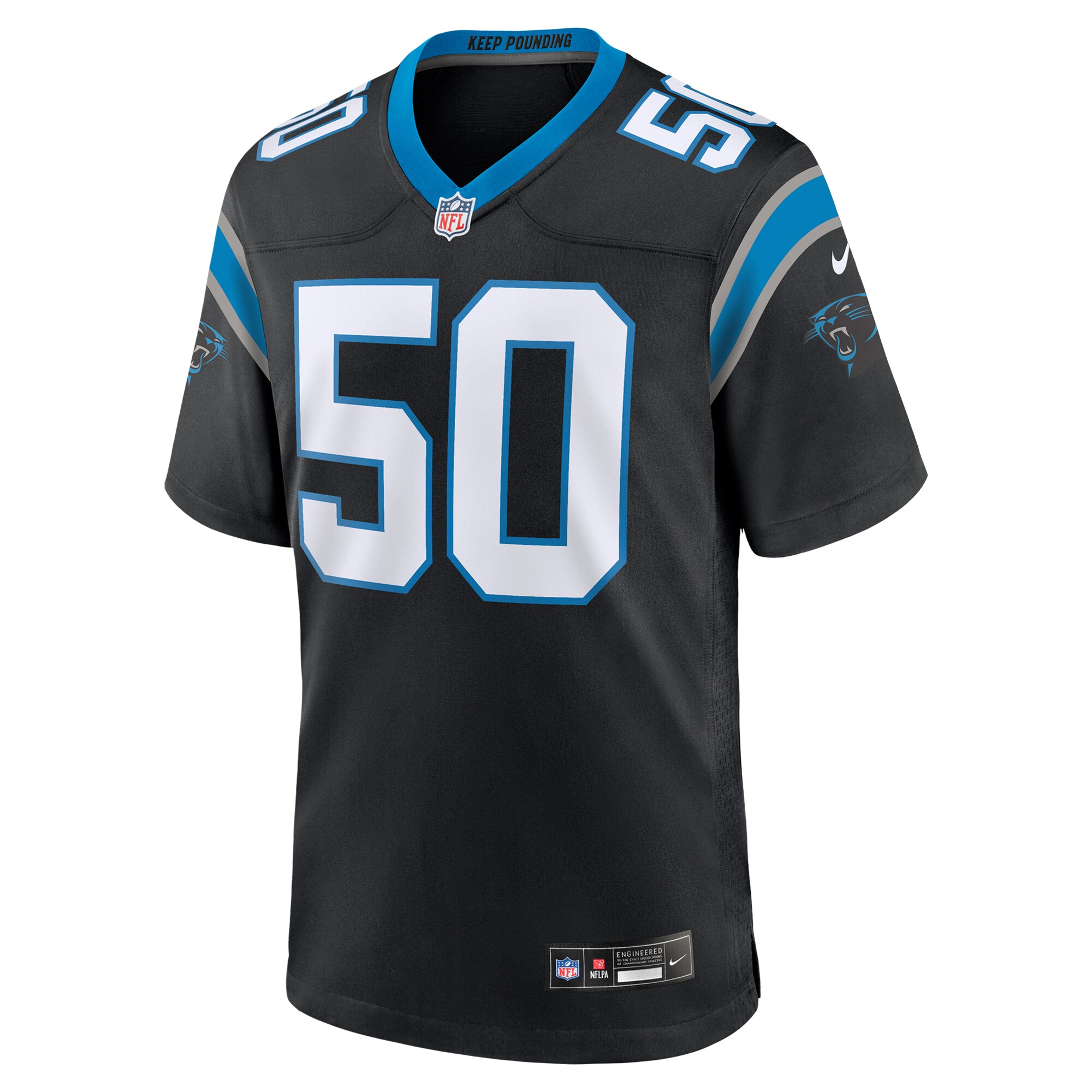 Alternative view of Men's Carolina Panthers Robert Hunt Black Game Jersey JS5330 nicesnker