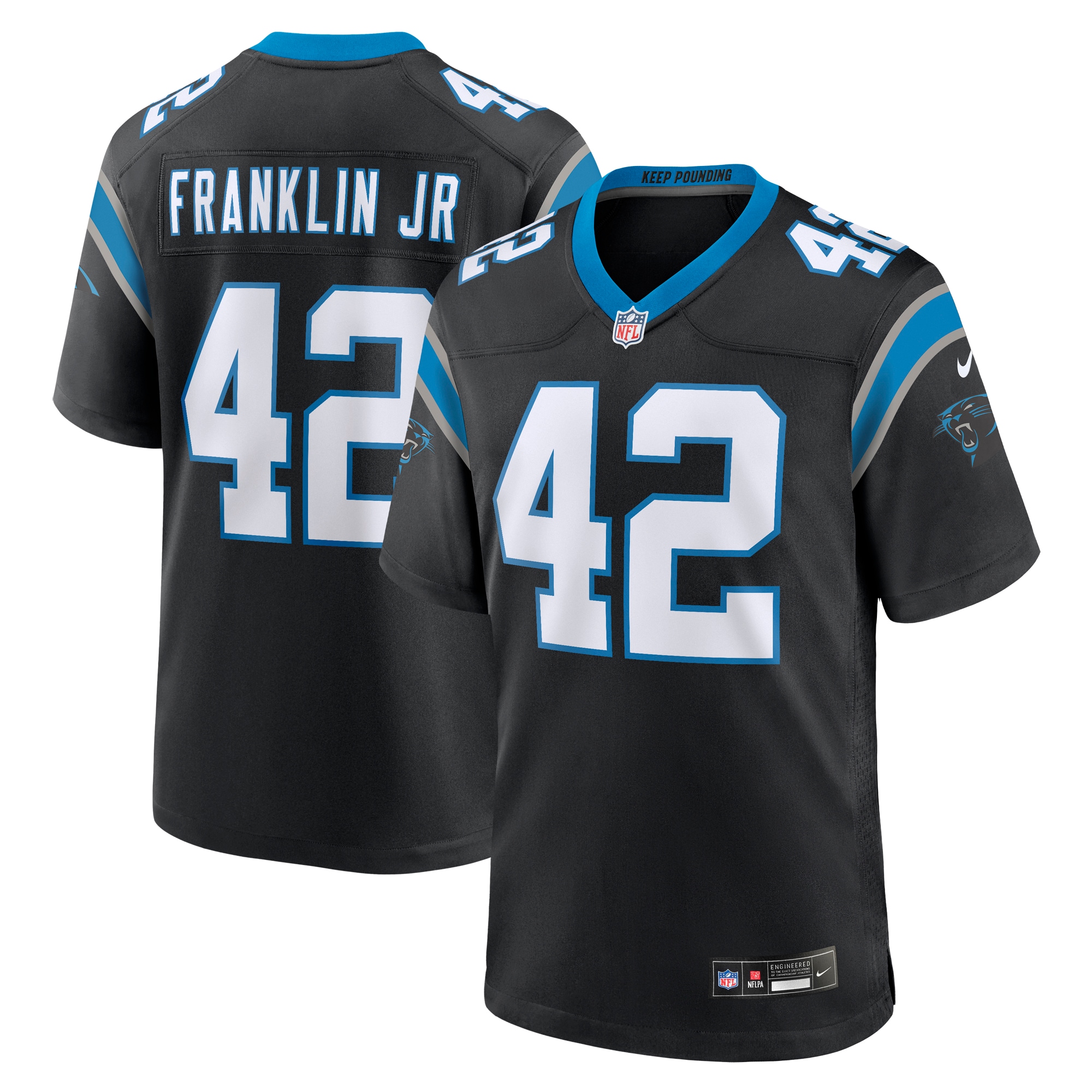 Men's Carolina Panthers Sam Franklin Jr. Black Team Game Jersey JS9729 nicesnker