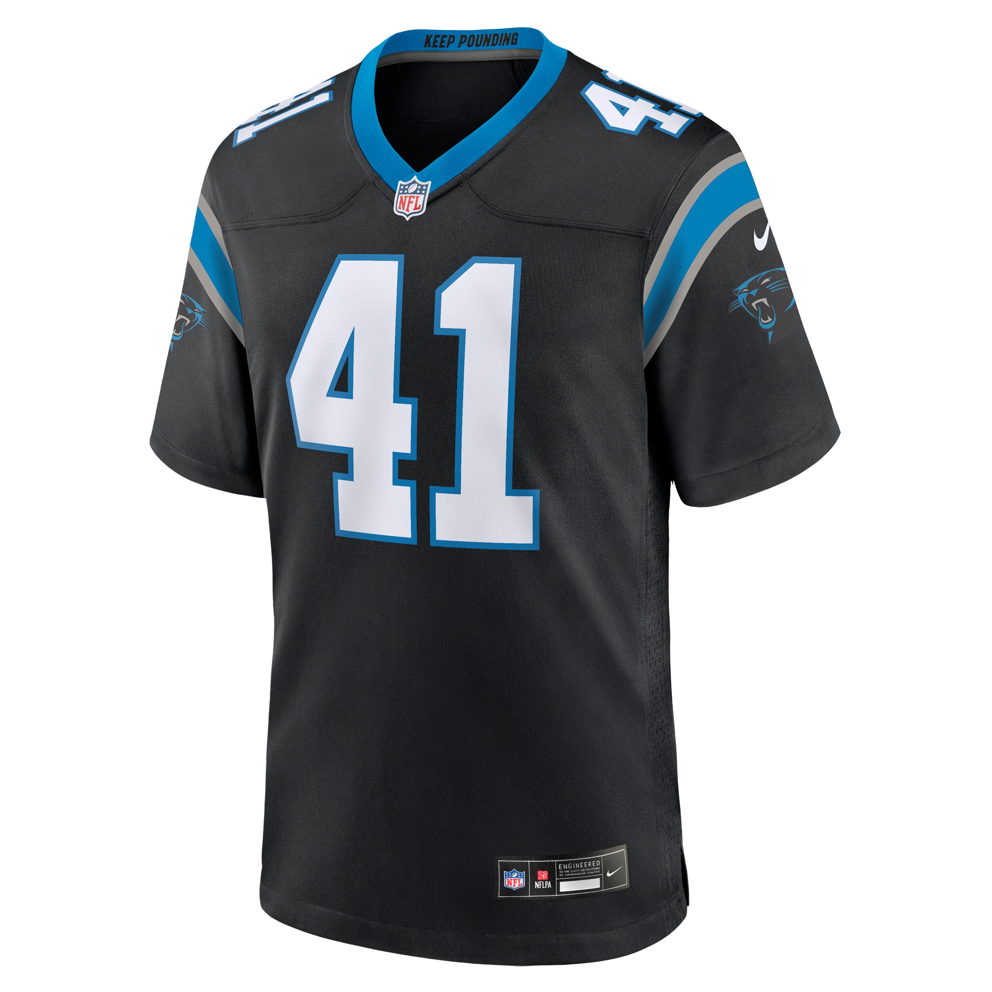 Alternative view of Men's Carolina Panthers Spencer Brown Black Team Game Jersey JS6758 nicesnker