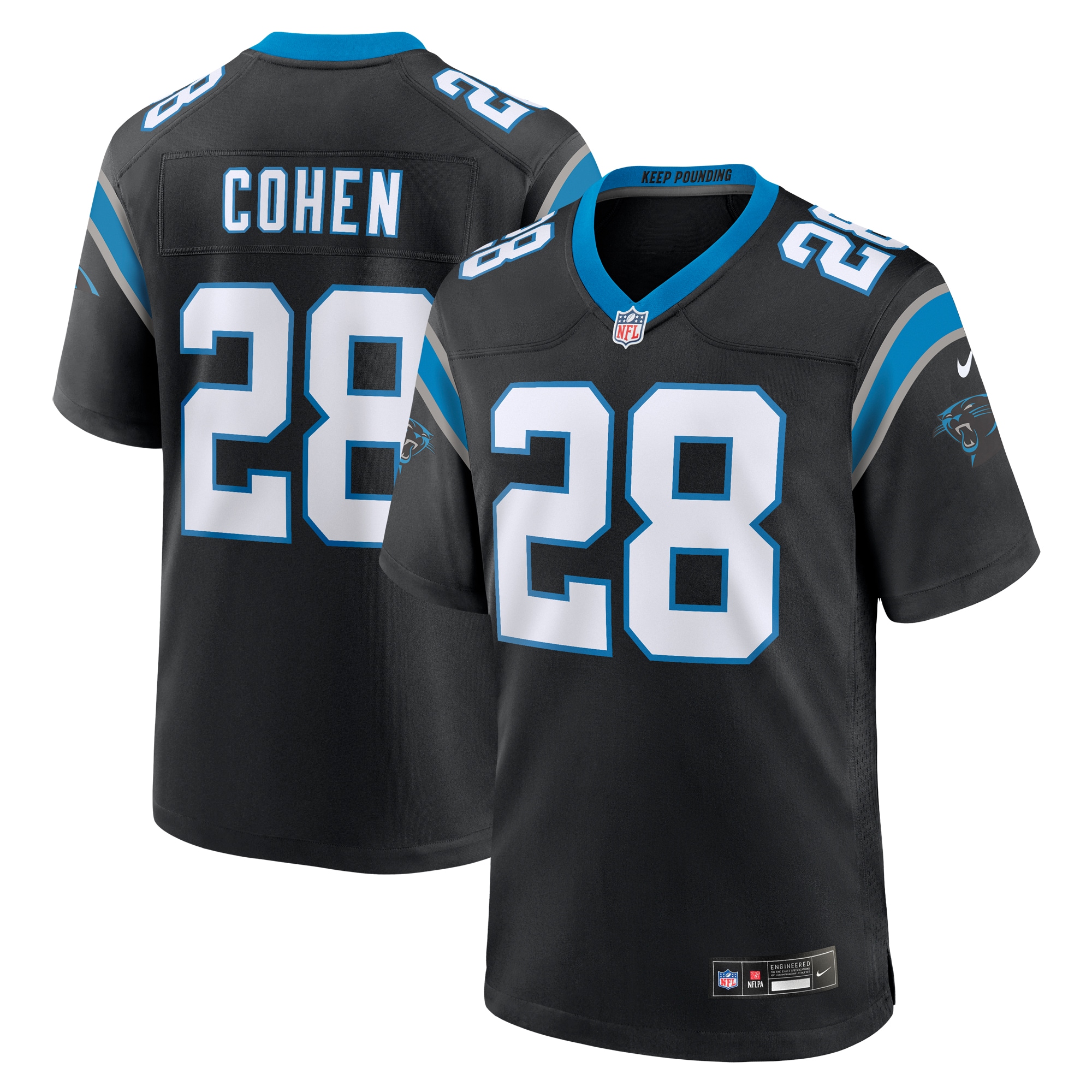 Men's Carolina Panthers Tarik Cohen Black Game Jersey JS9785 nicesnker