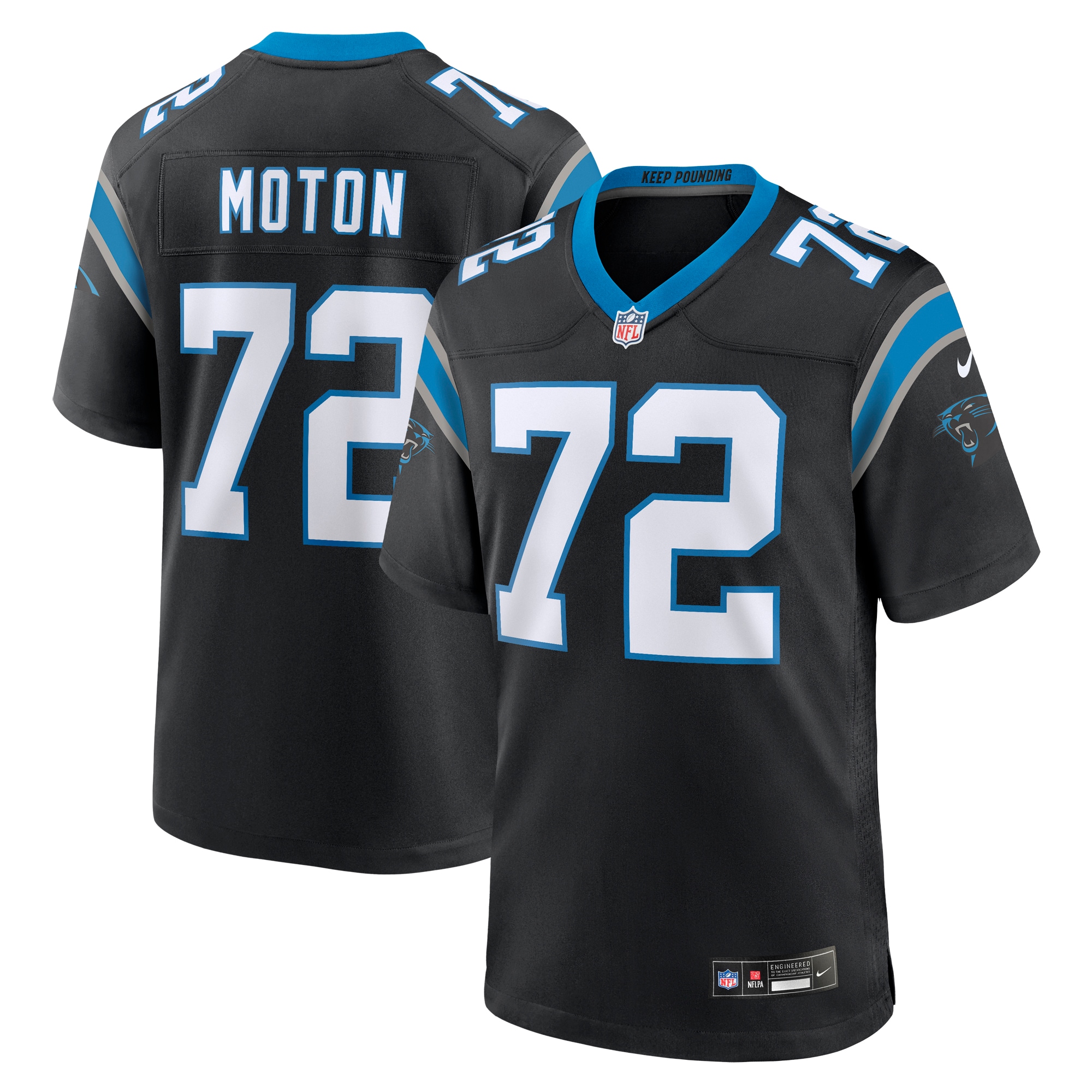 Men's Carolina Panthers Taylor Moton Black Team Game Jersey JS4275 nicesnker
