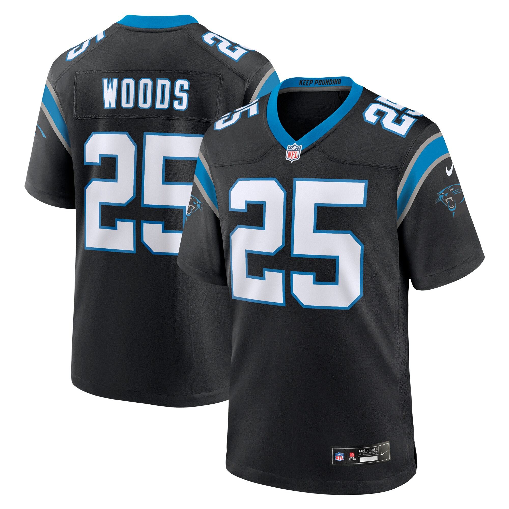 Men's Carolina Panthers Xavier Woods Black Team Game Jersey JS7571 nicesnker