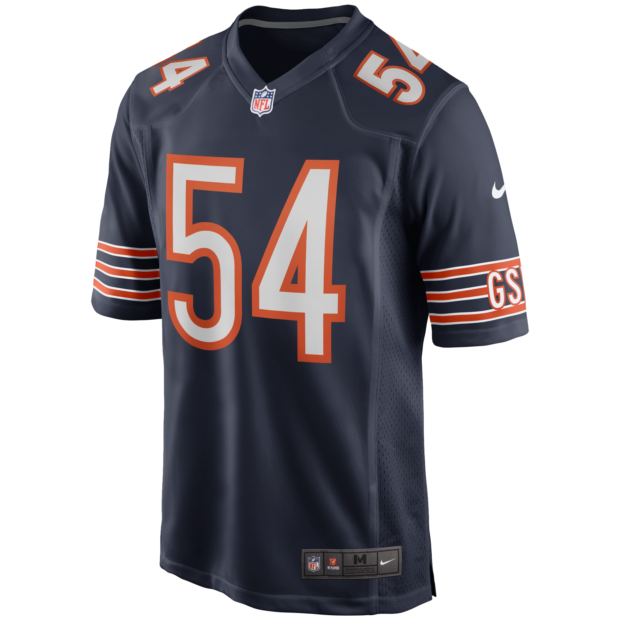 Alternative view of Men's Chicago Bears Brian Urlacher Navy Game Retired Player Jersey JS1197 nicesnker
