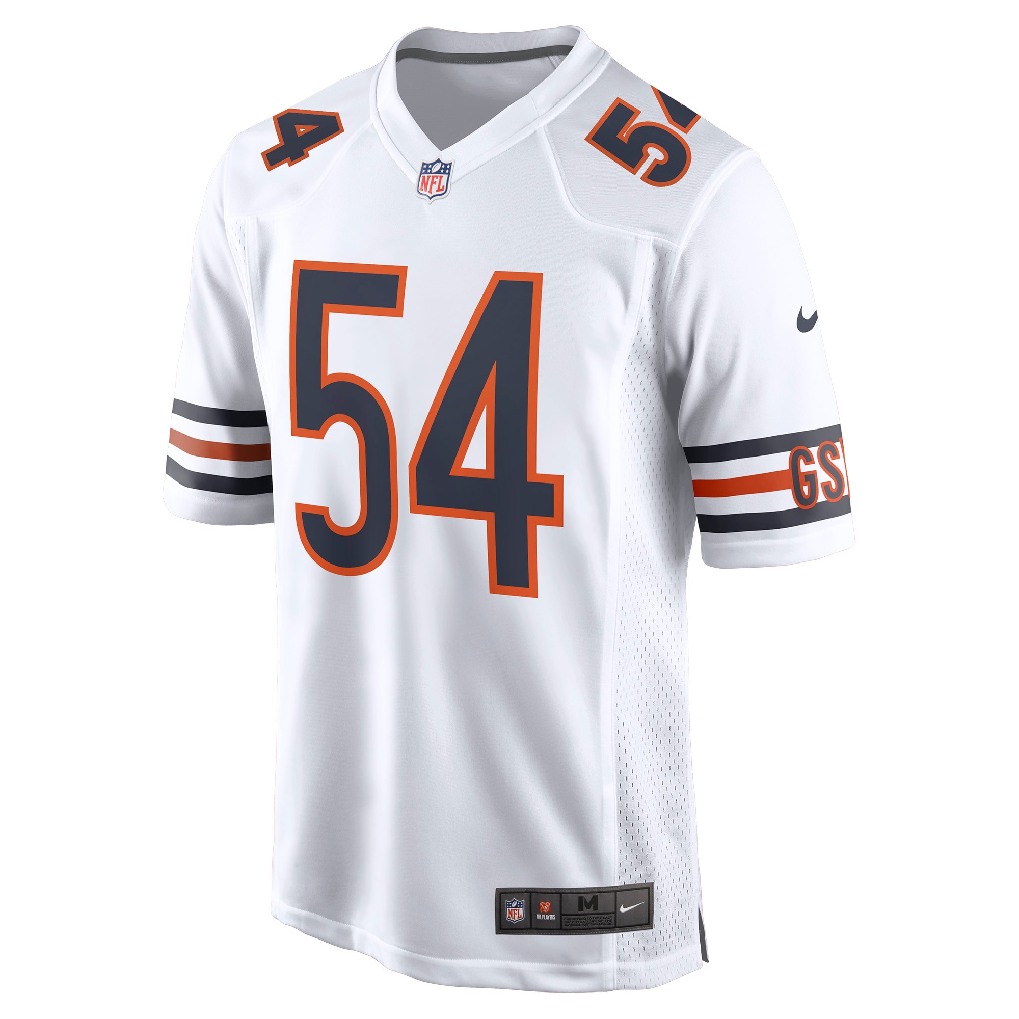 Alternative view of Men's Chicago Bears Brian Urlacher White Retired Player Game Jersey JS7264 nicesnker