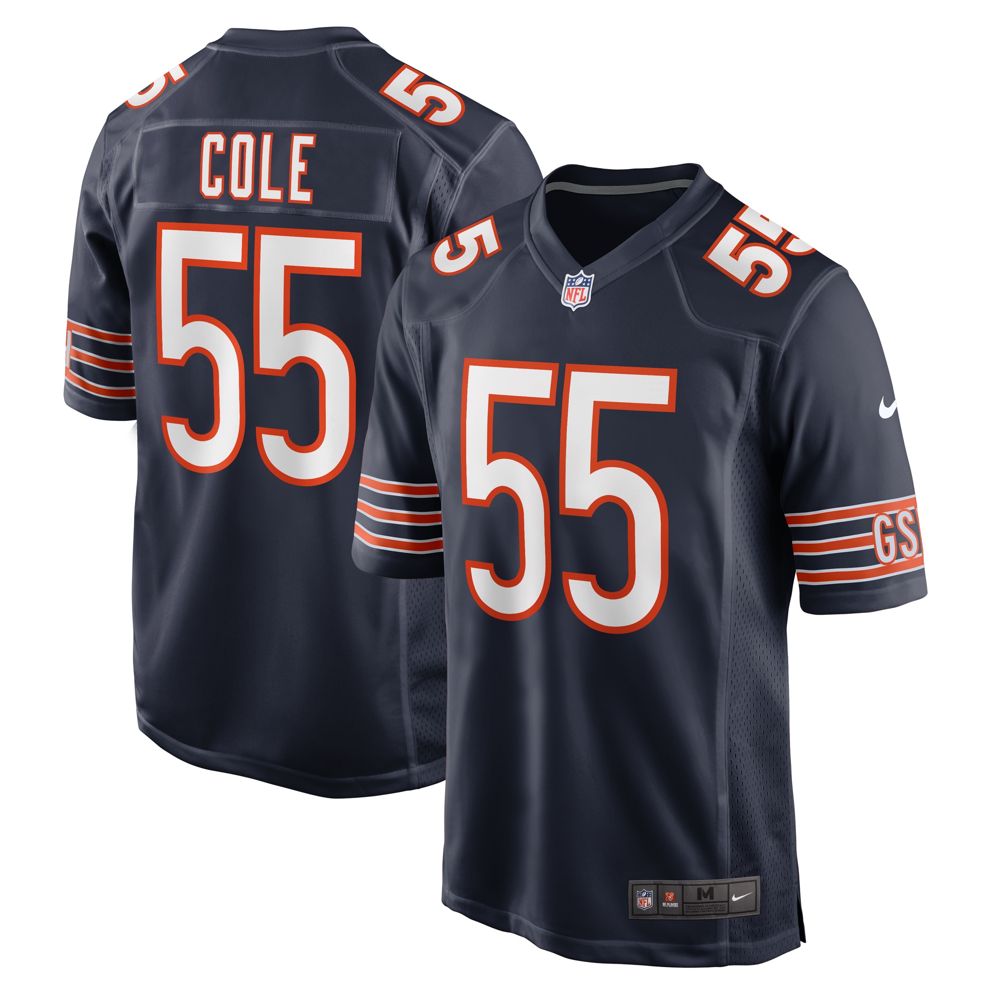 Men's Chicago Bears Dylan Cole Navy Game Jersey JS8262 nicesnker