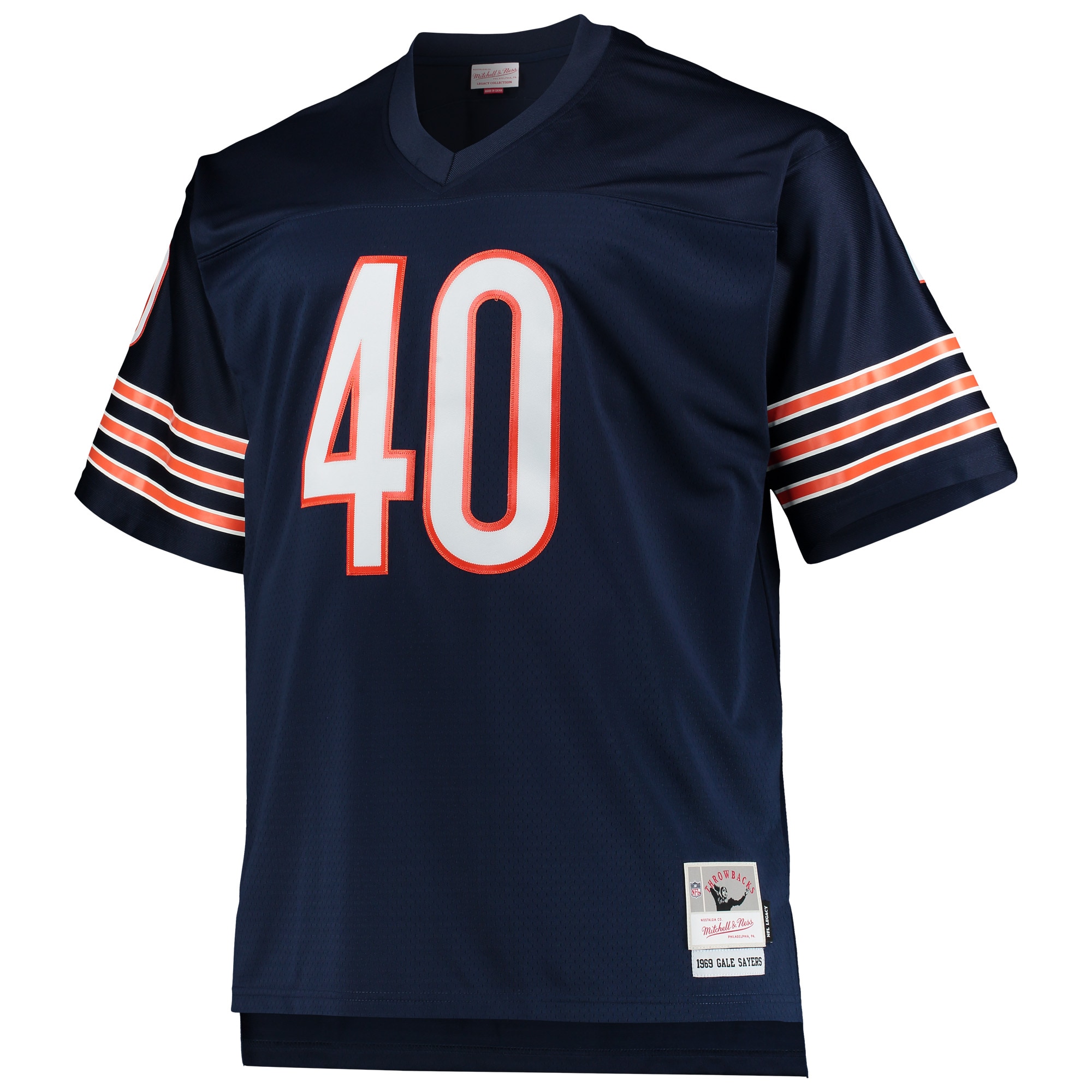 Alternative view of Men's Chicago Bears Gale Sayers Mitchell & Ness Navy Big & Tall 1969 Retired Player Jersey JS4413 nicesnker