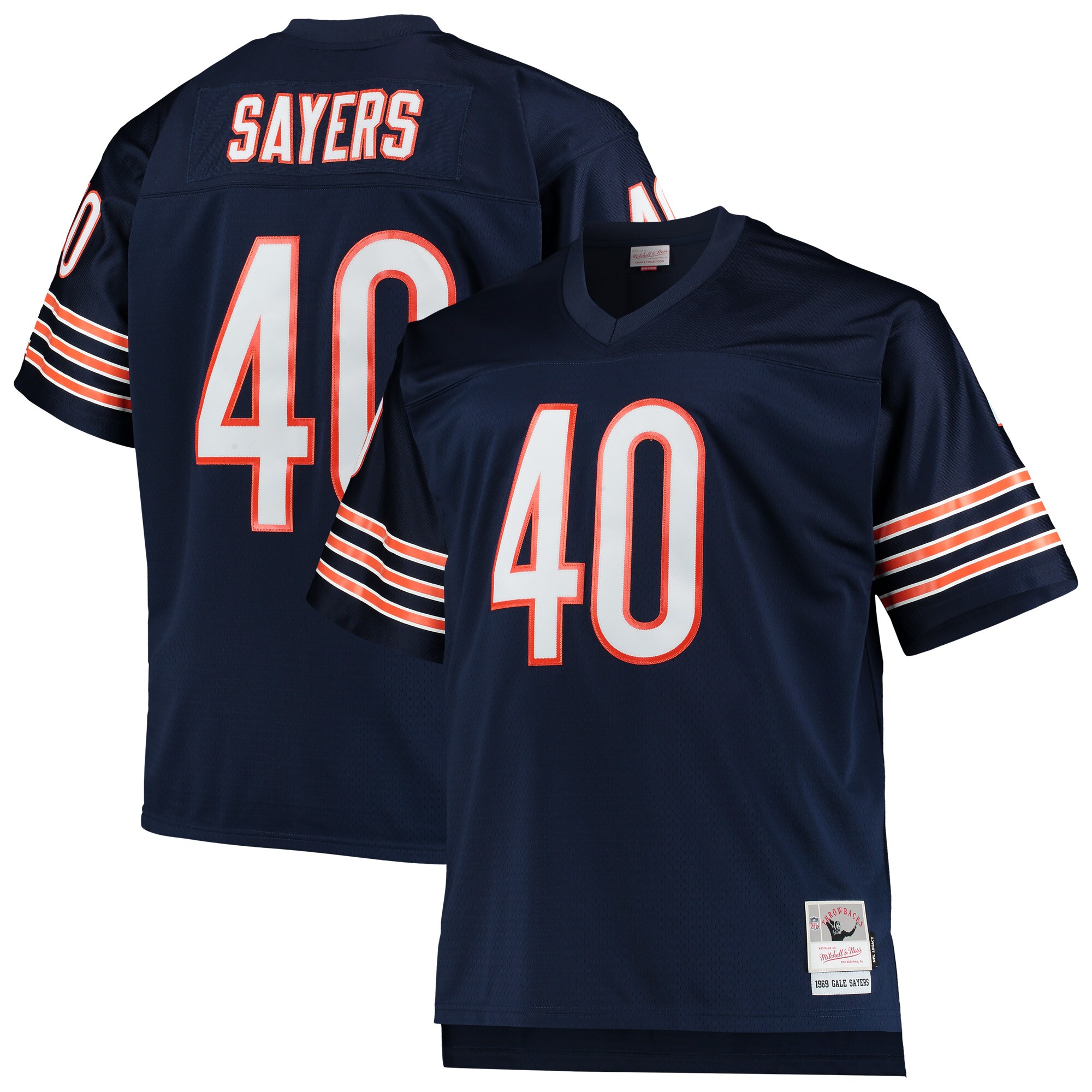 Men's Chicago Bears Gale Sayers Mitchell & Ness Navy Big & Tall 1969 Retired Player Jersey JS4413 nicesnker