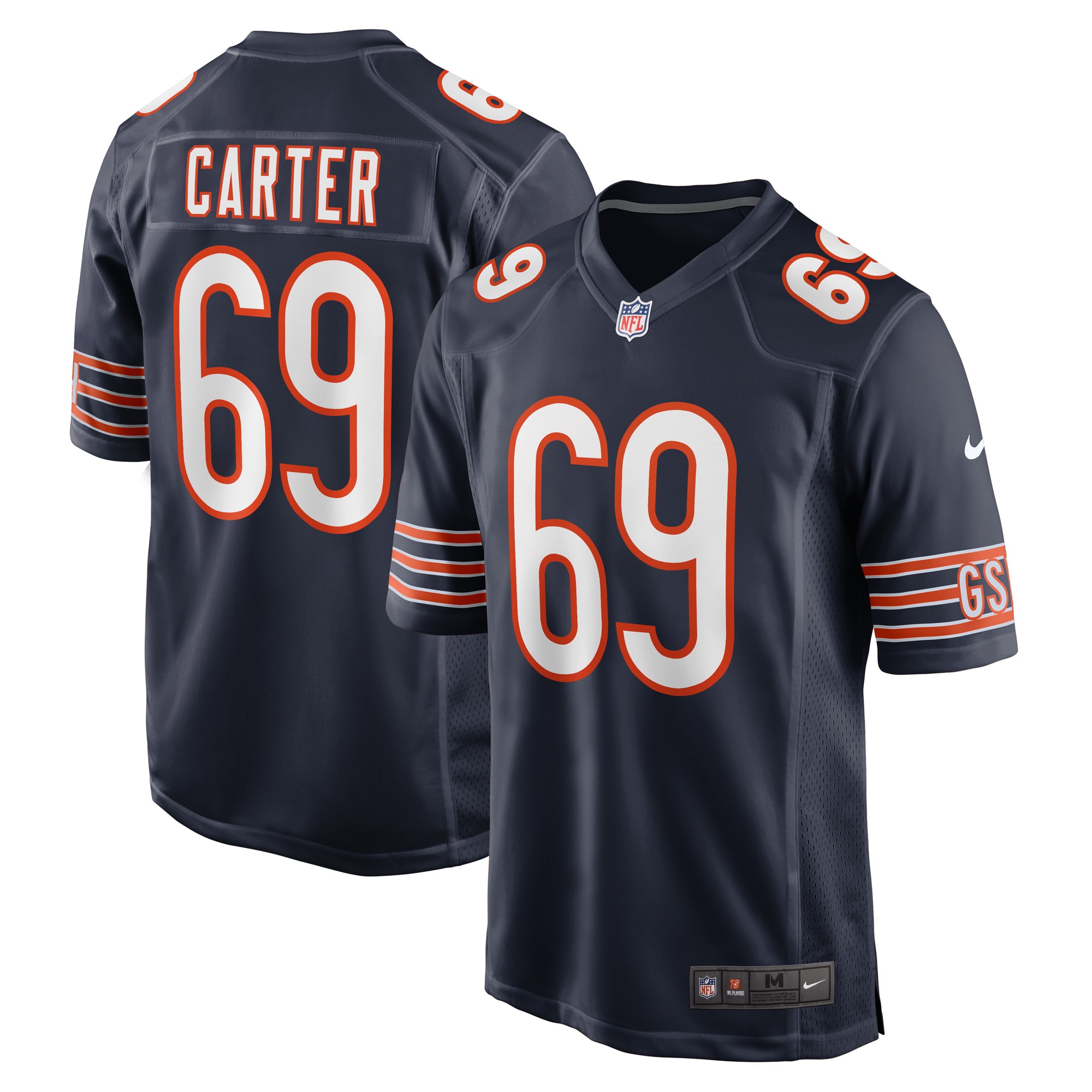 Men's Chicago Bears Ja'Tyre Carter Navy Game Player Jersey JS9756 nicesnker