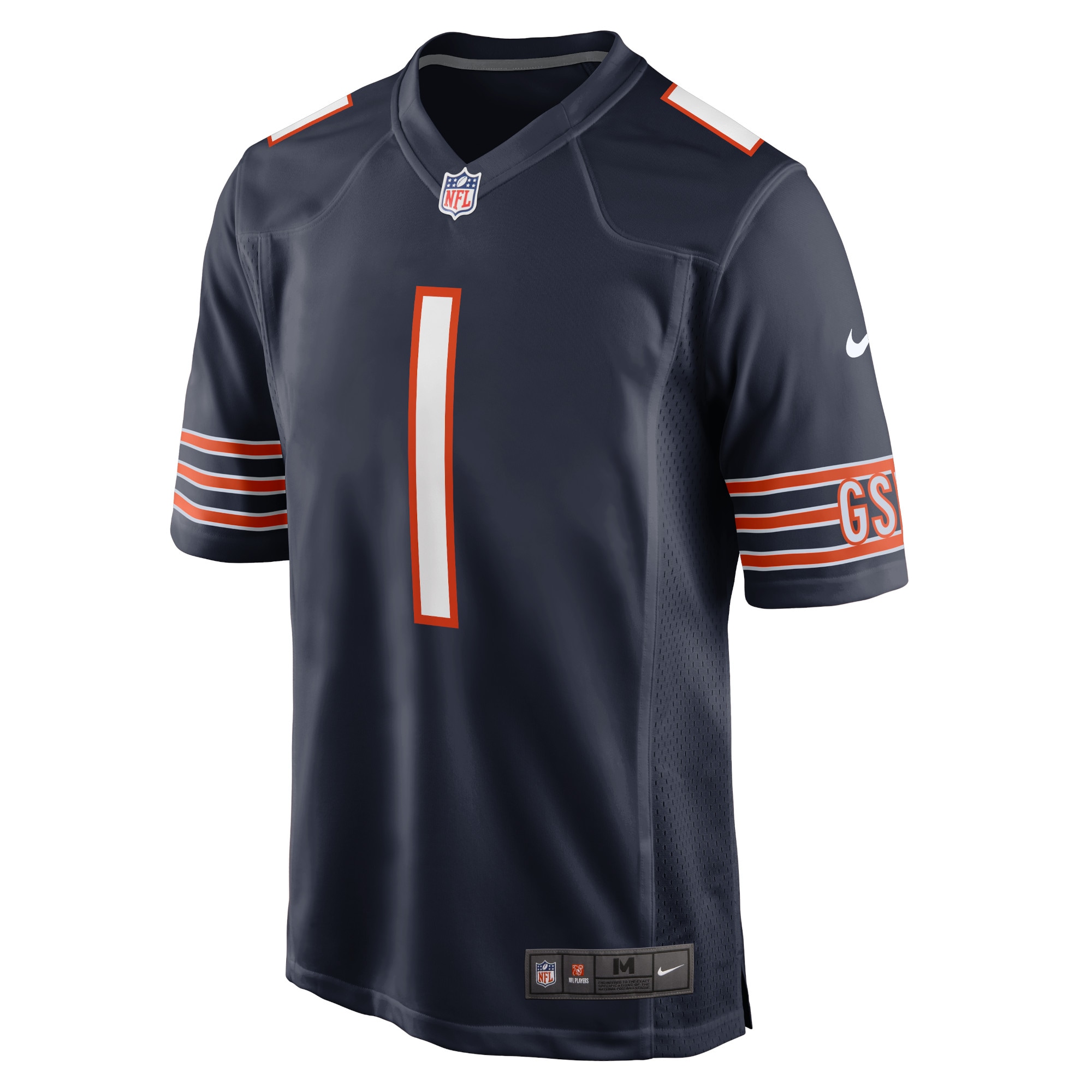 Alternative view of Men's Chicago Bears Justin Fields Navy Player Game Jersey JS9728 nicesnker