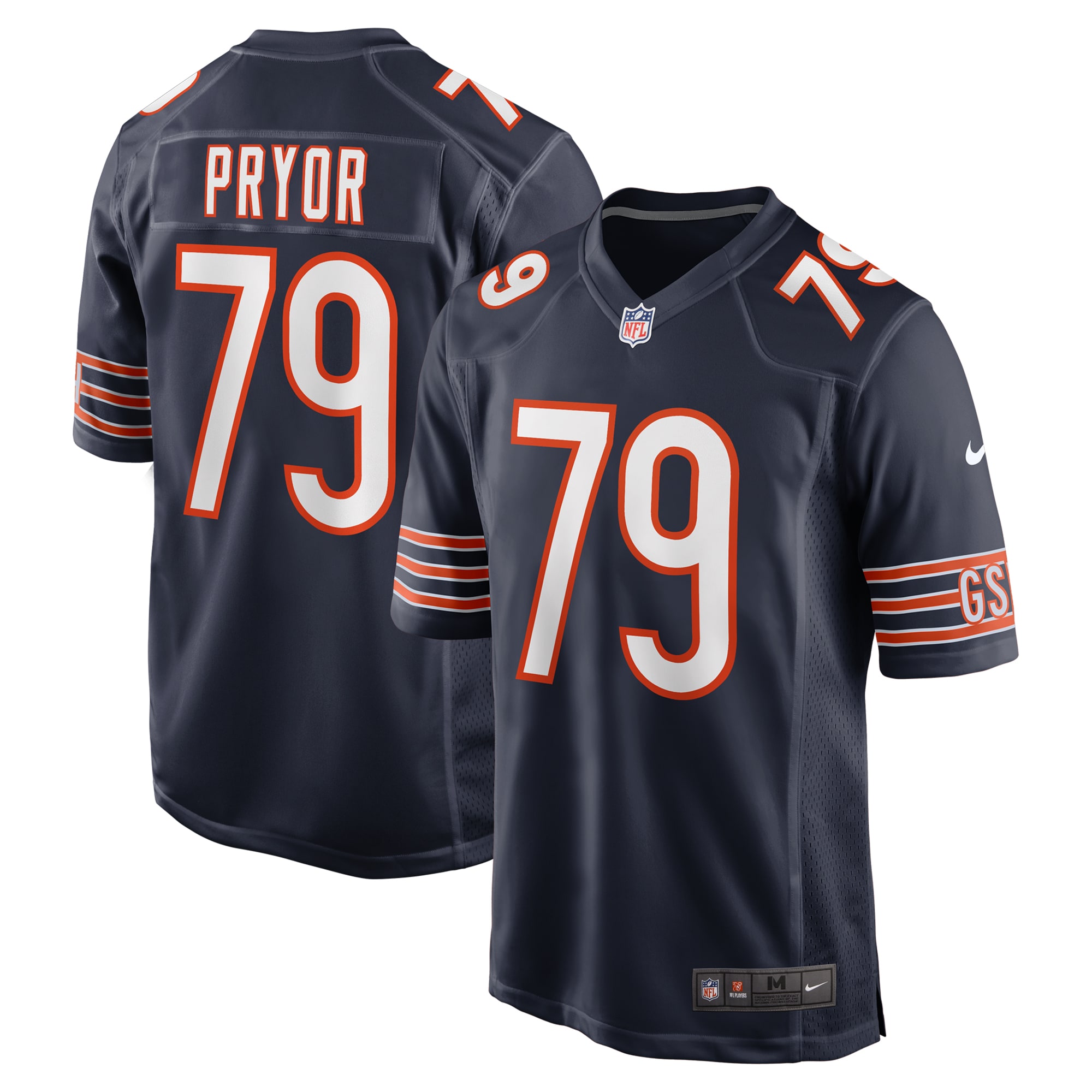 Men's Chicago Bears Matt Pryor Navy Game Jersey JS9588 nicesnker