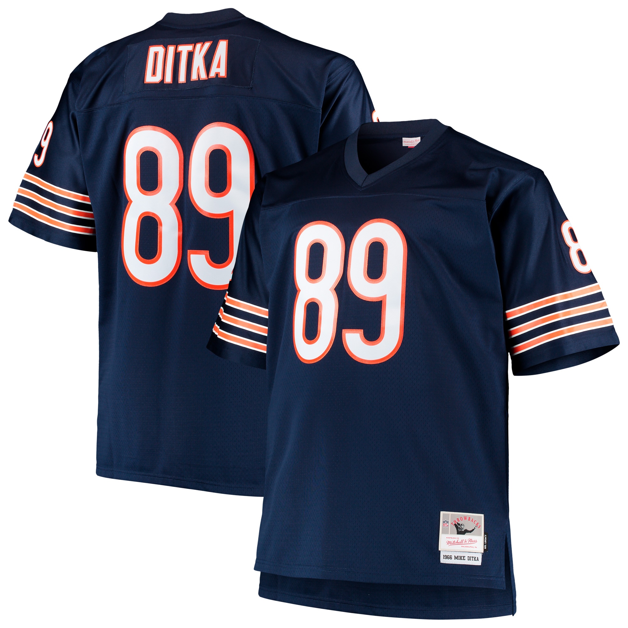 Men's Chicago Bears Mike Ditka Mitchell & Ness Navy Big & Tall 1966 Retired Player Jersey JS9759 nicesnker