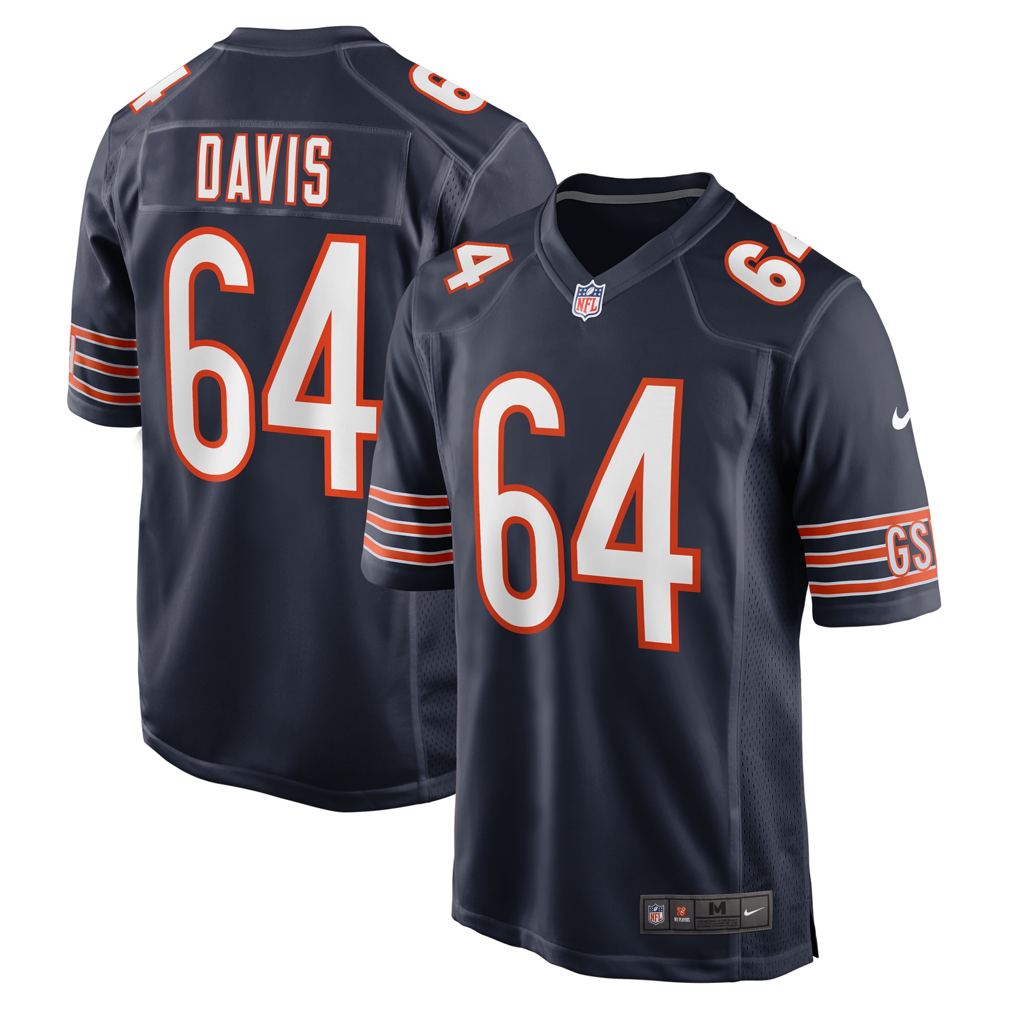 Men's Chicago Bears Nate Davis Navy Game Jersey JS1208 nicesnker