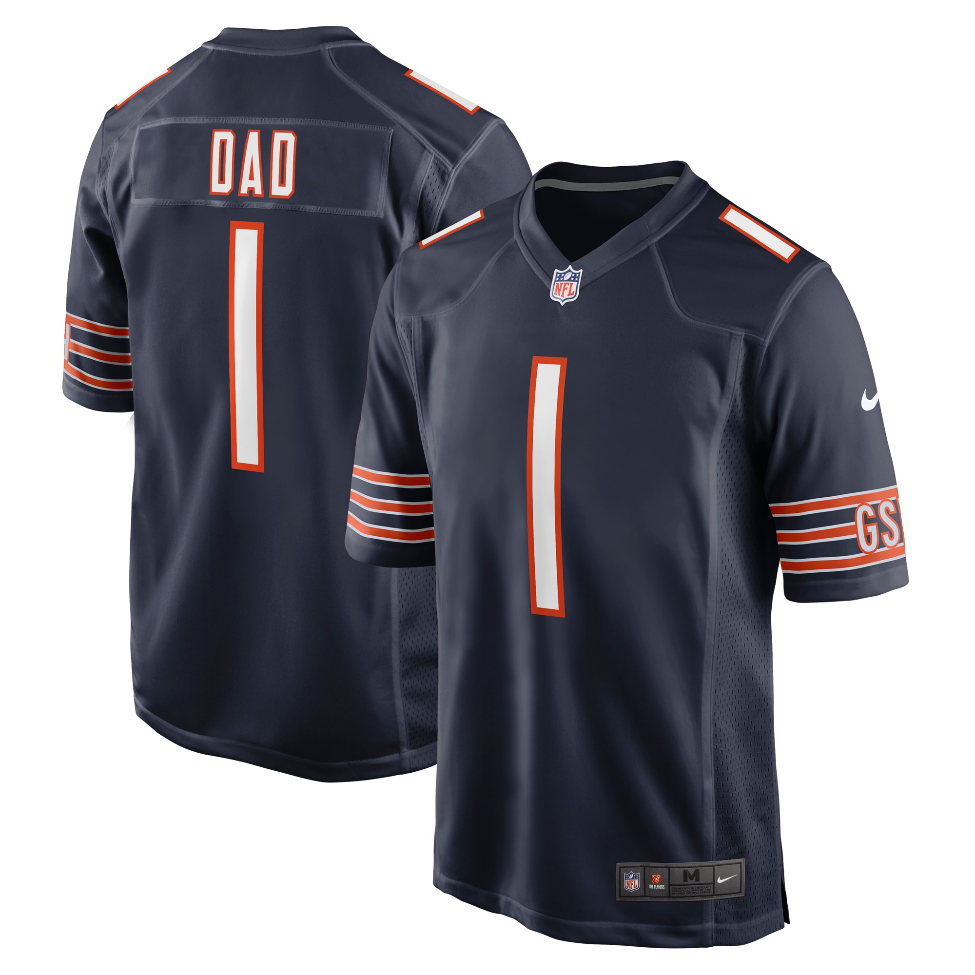 Men's Chicago Bears Number 1 Dad Navy Game Jersey JS9639 nicesnker