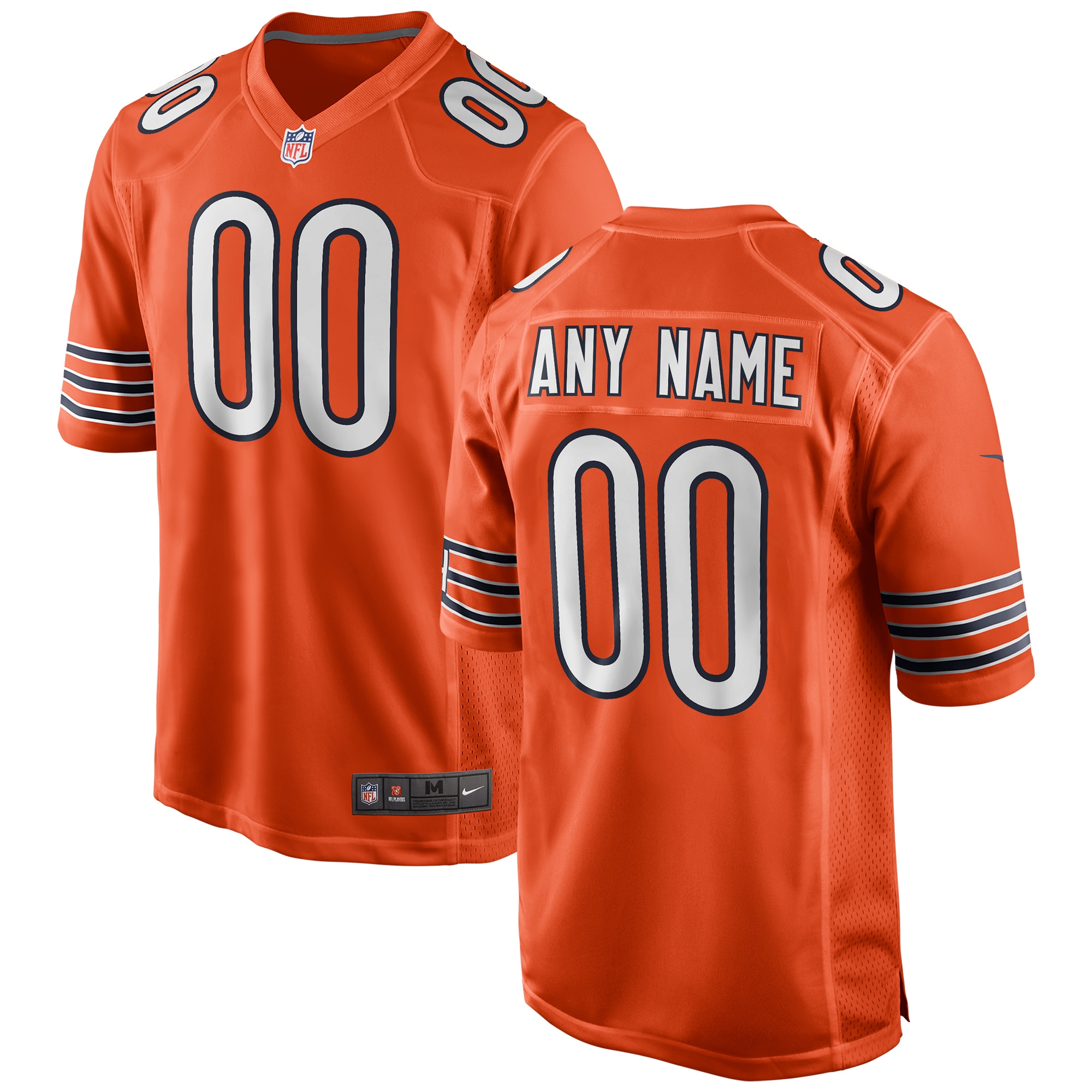 Men's Chicago Bears Orange Alternate Custom Game Jersey JS7953 nicesnker