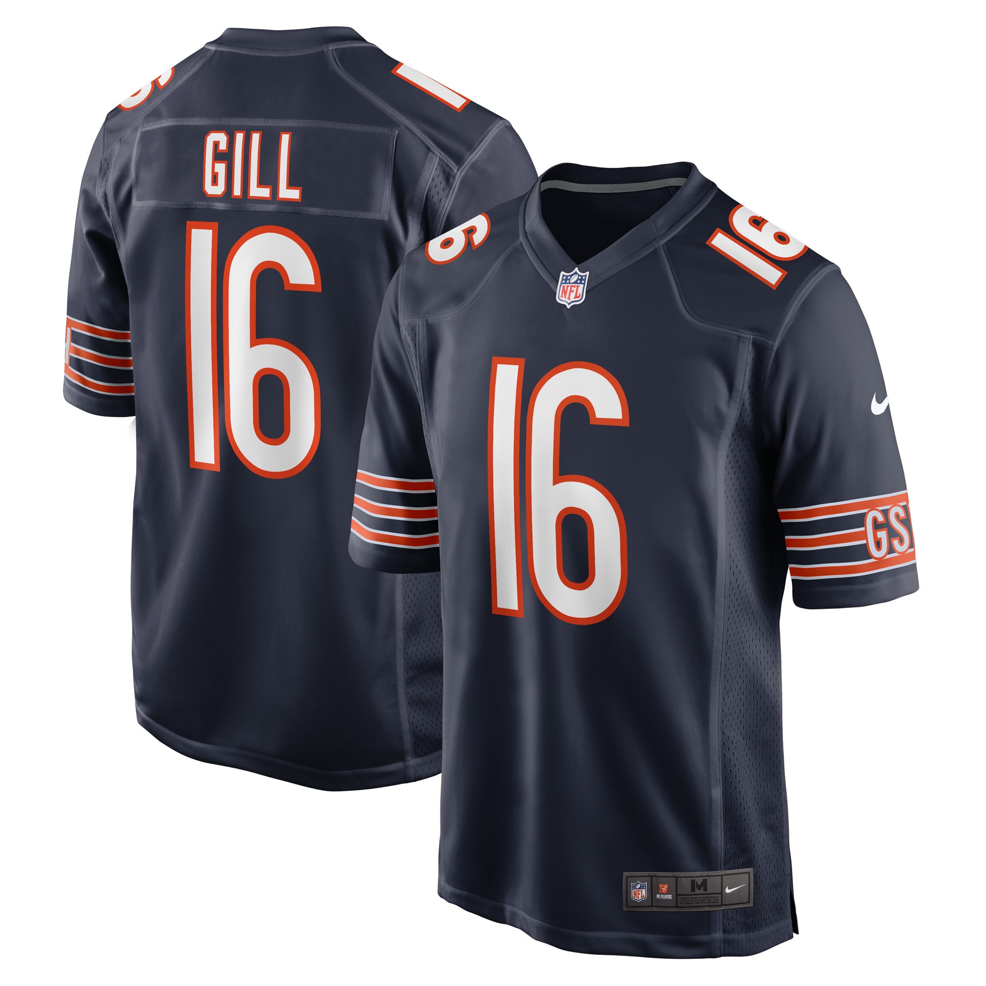 Men's Chicago Bears Trenton Gill Navy Game Player Jersey JS4414 nicesnker