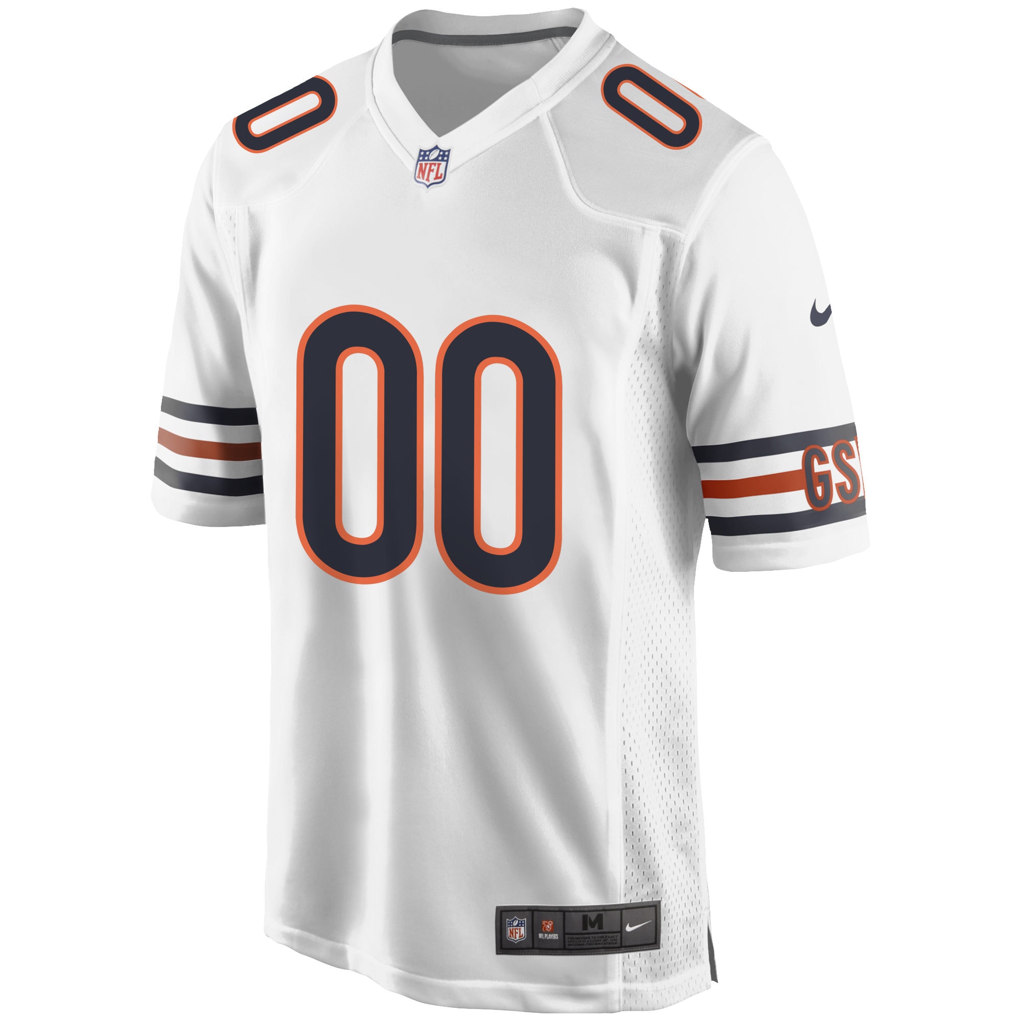 Alternative view of Men's Chicago Bears White Custom Game Jersey JS1602 nicesnker