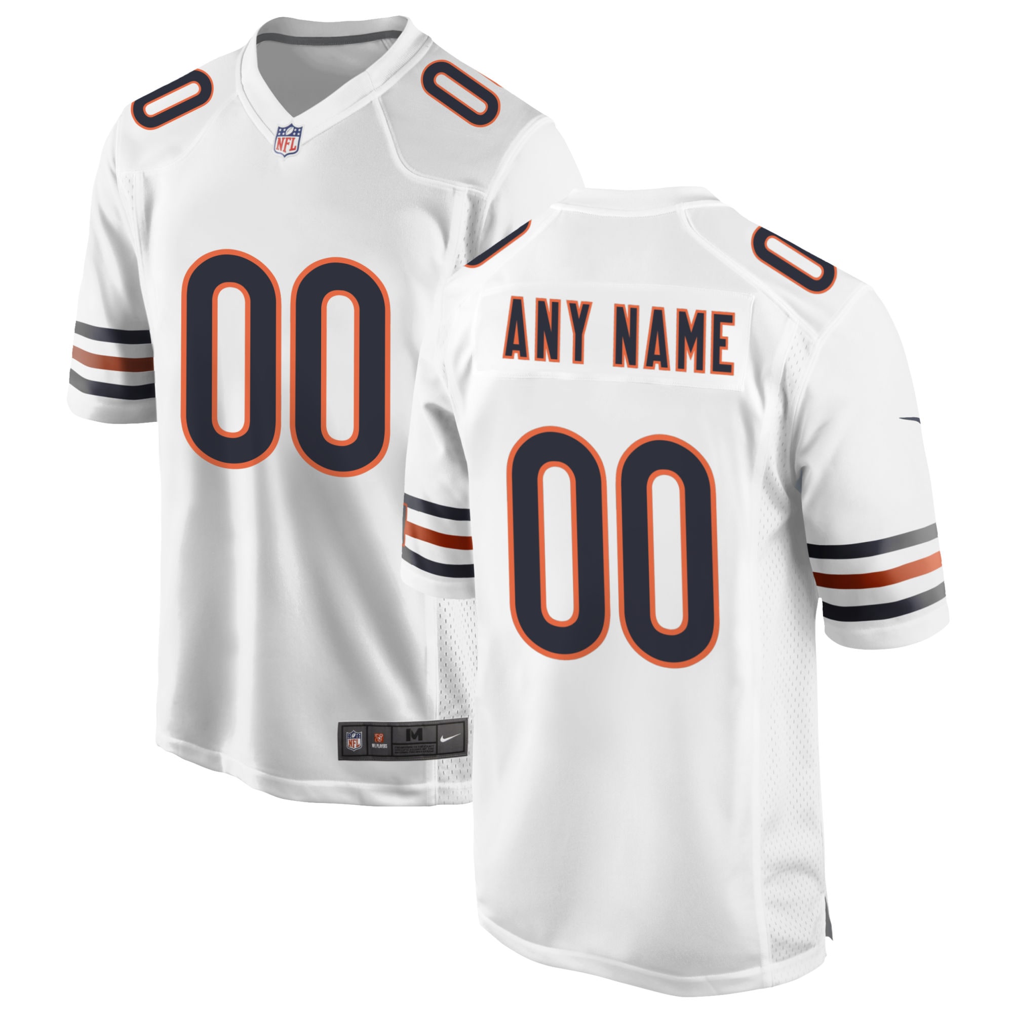Men's Chicago Bears White Custom Game Jersey JS1602 nicesnker