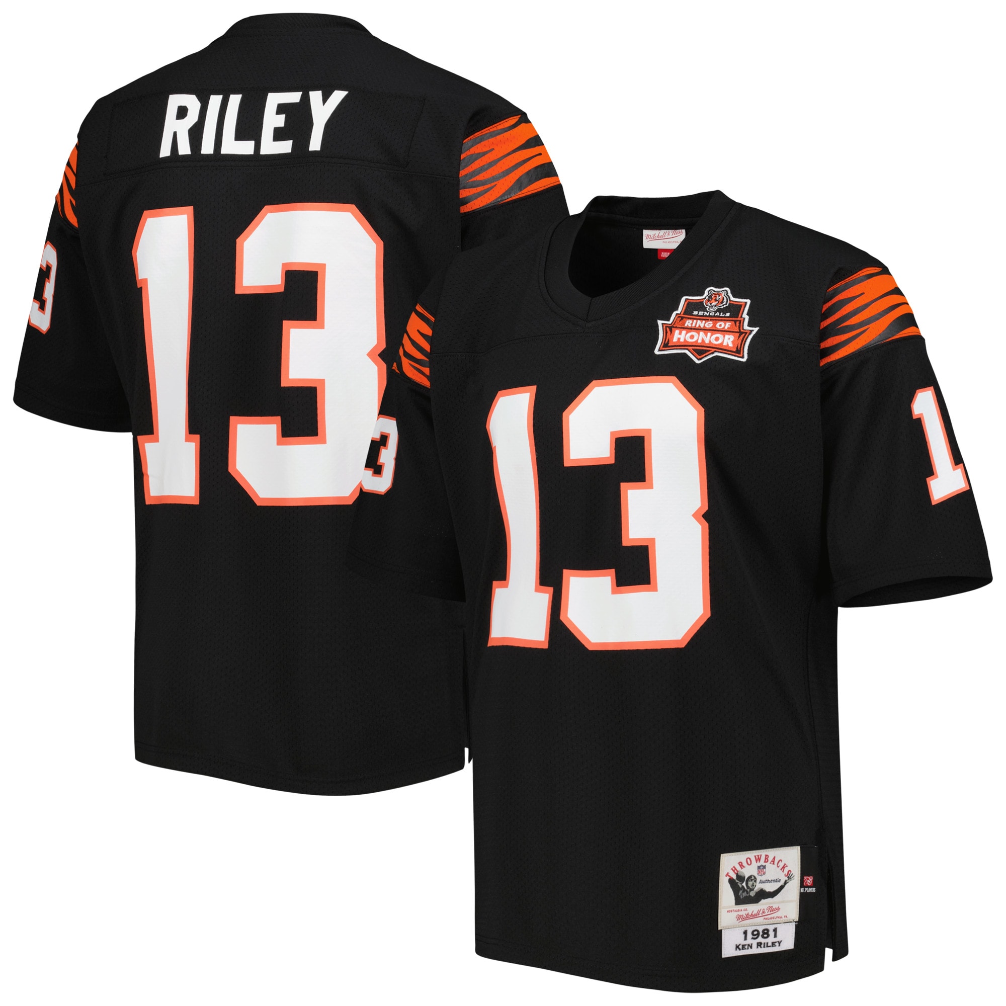 Men's Cincinnati Bengals 1981 Ken Riley Mitchell & Ness Black Throwback Retired Player Jersey JS8427 nicesnker