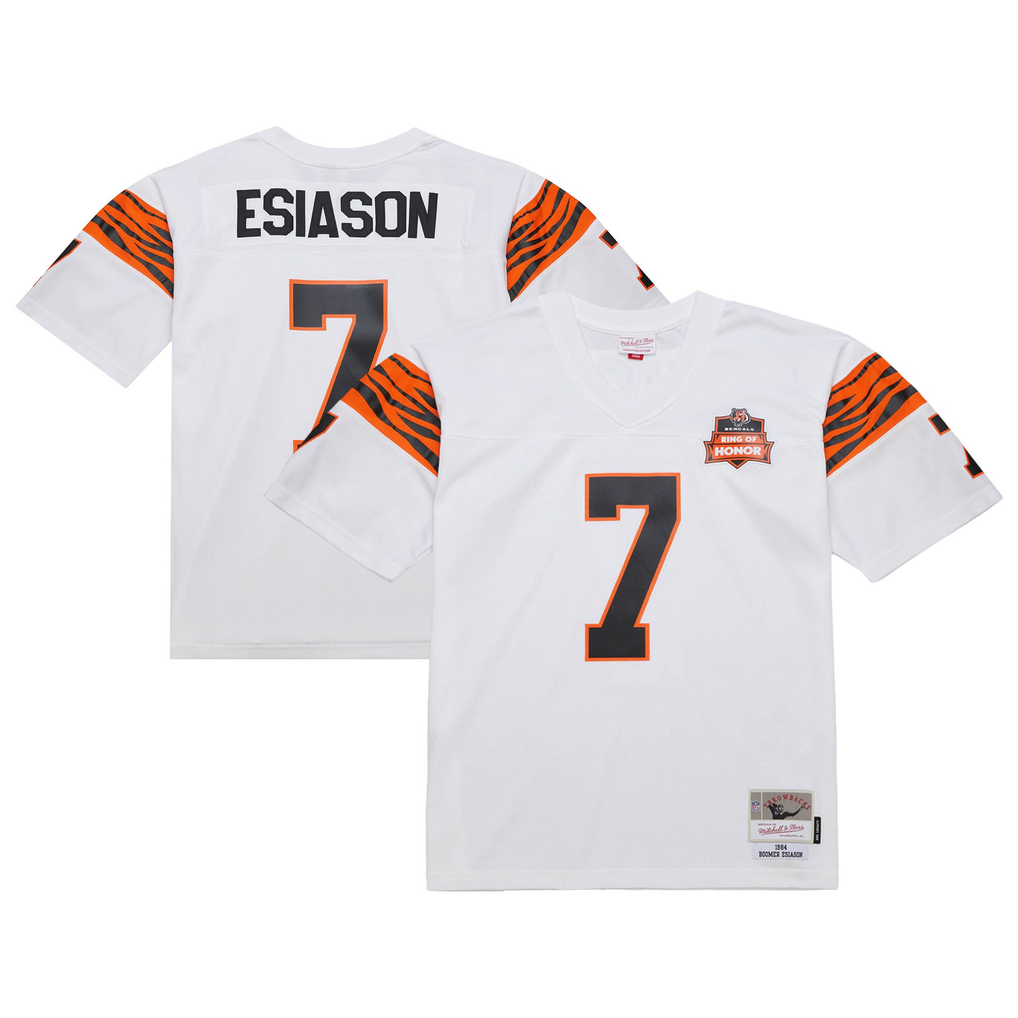 Men's Cincinnati Bengals Boomer Esiason Mitchell & Ness White 1984 Legacy Jersey JS8307 nicesnker