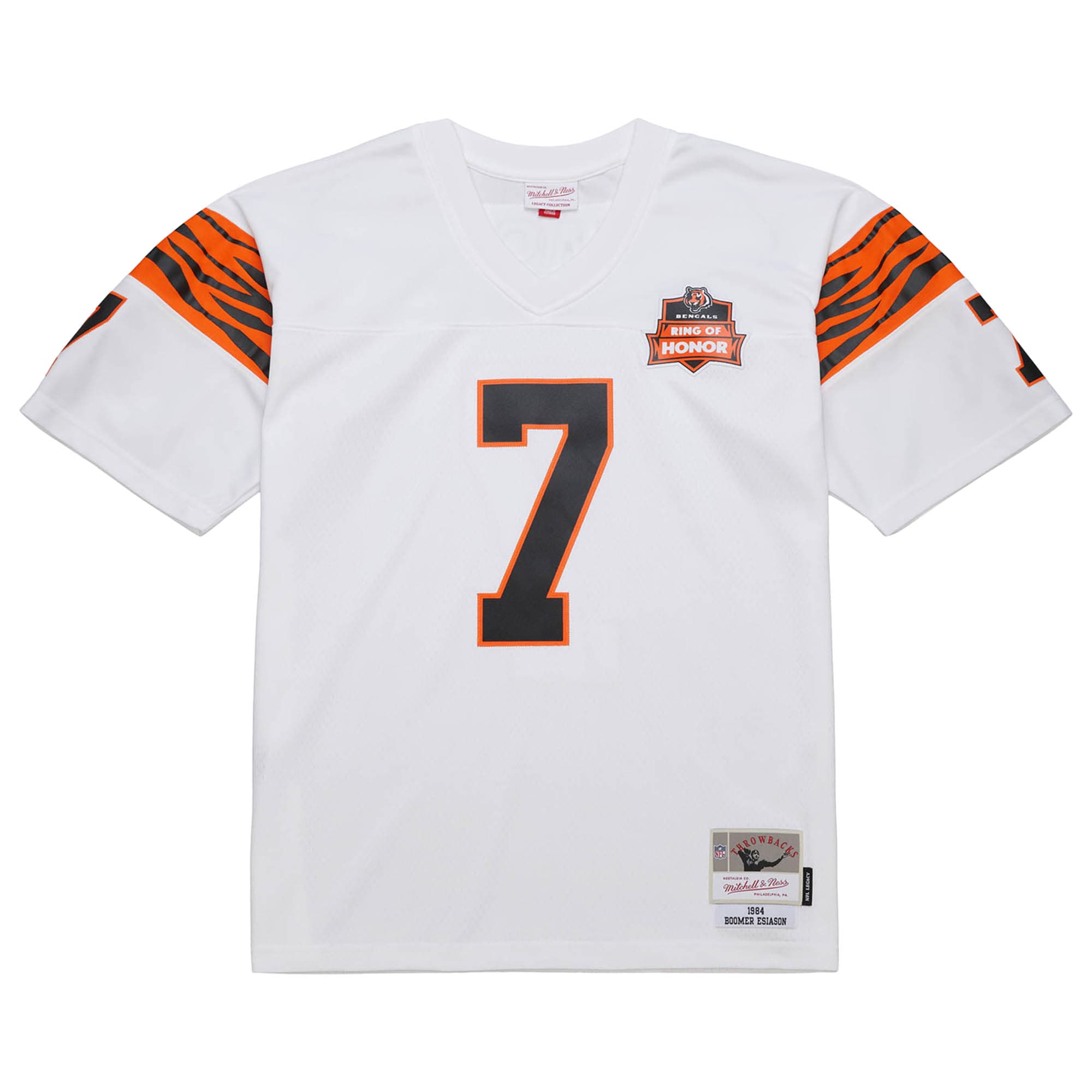 Alternative view of Men's Cincinnati Bengals Boomer Esiason Mitchell & Ness White 1984 Legacy Jersey JS8307 nicesnker