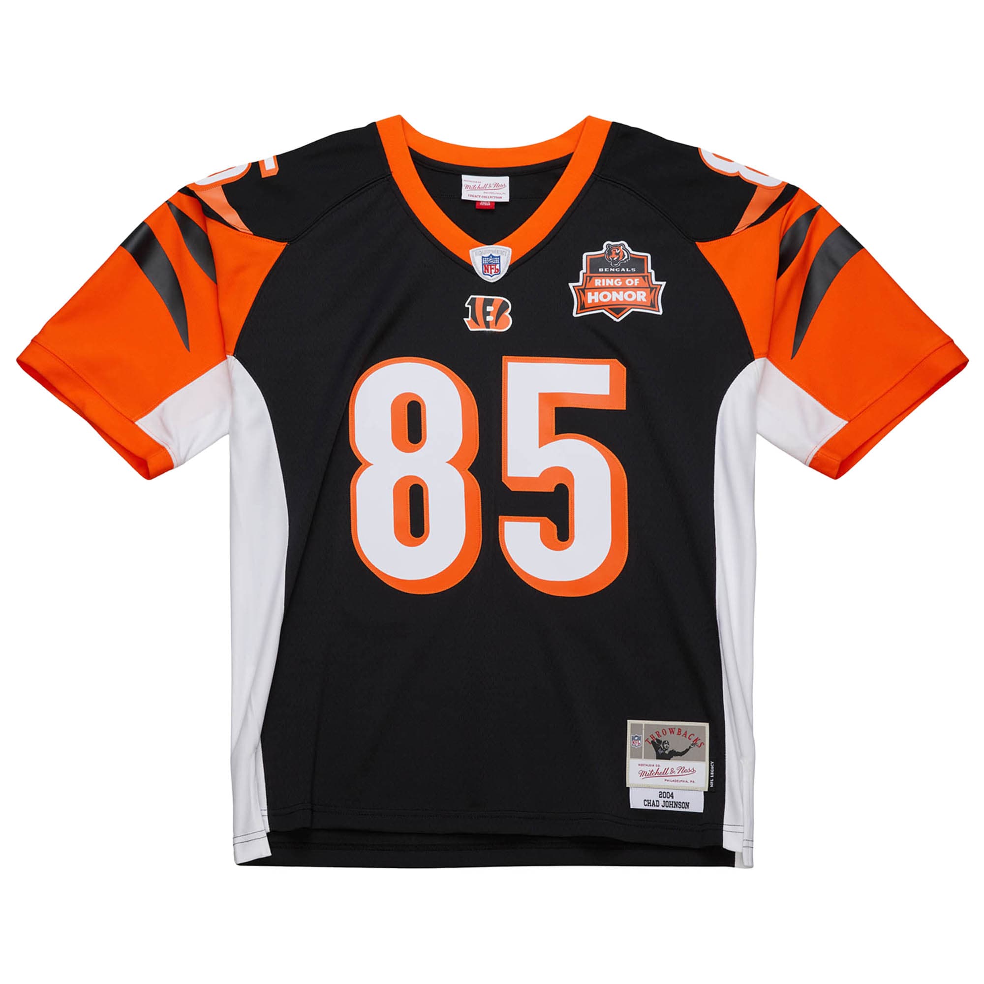 Alternative view of Men's Cincinnati Bengals Chad Johnson Mitchell & Ness Black 2004 Legacy Jersey JS2570 nicesnker