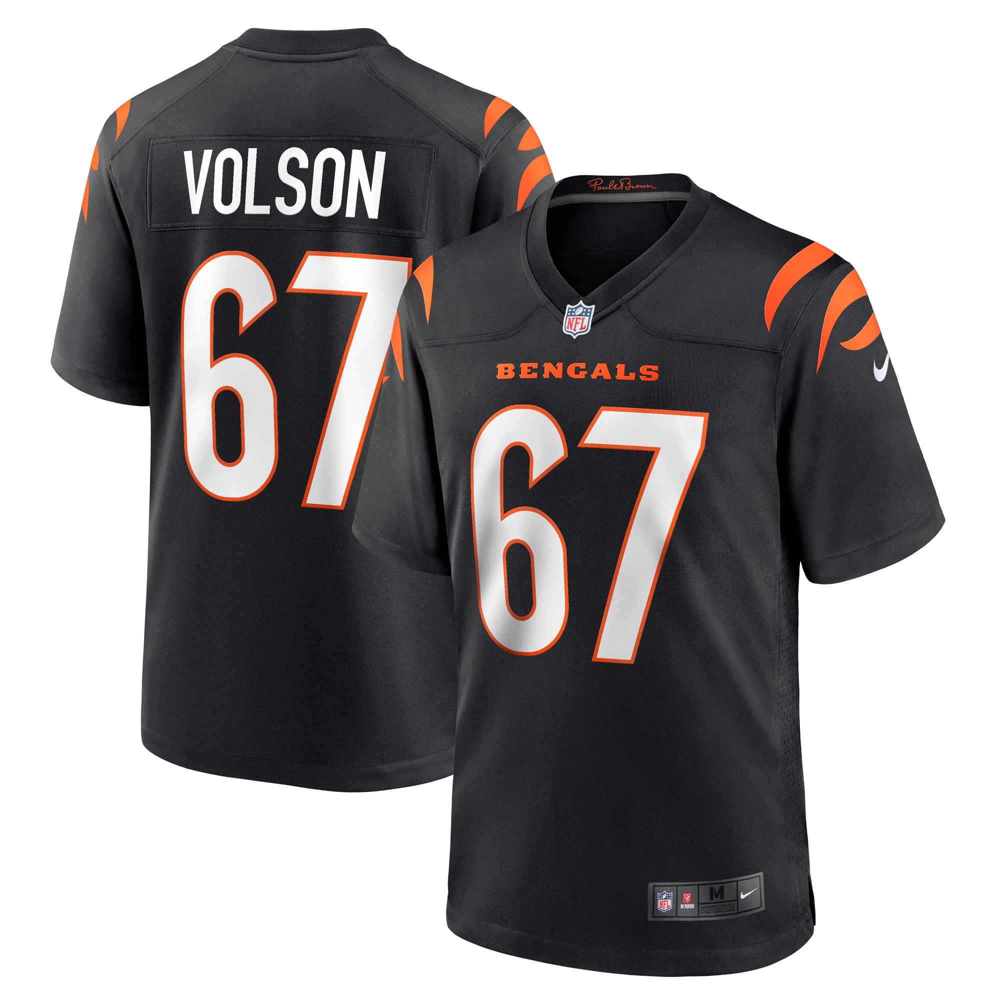 Men's Cincinnati Bengals Cordell Volson Black Game Player Jersey JS4638 nicesnker