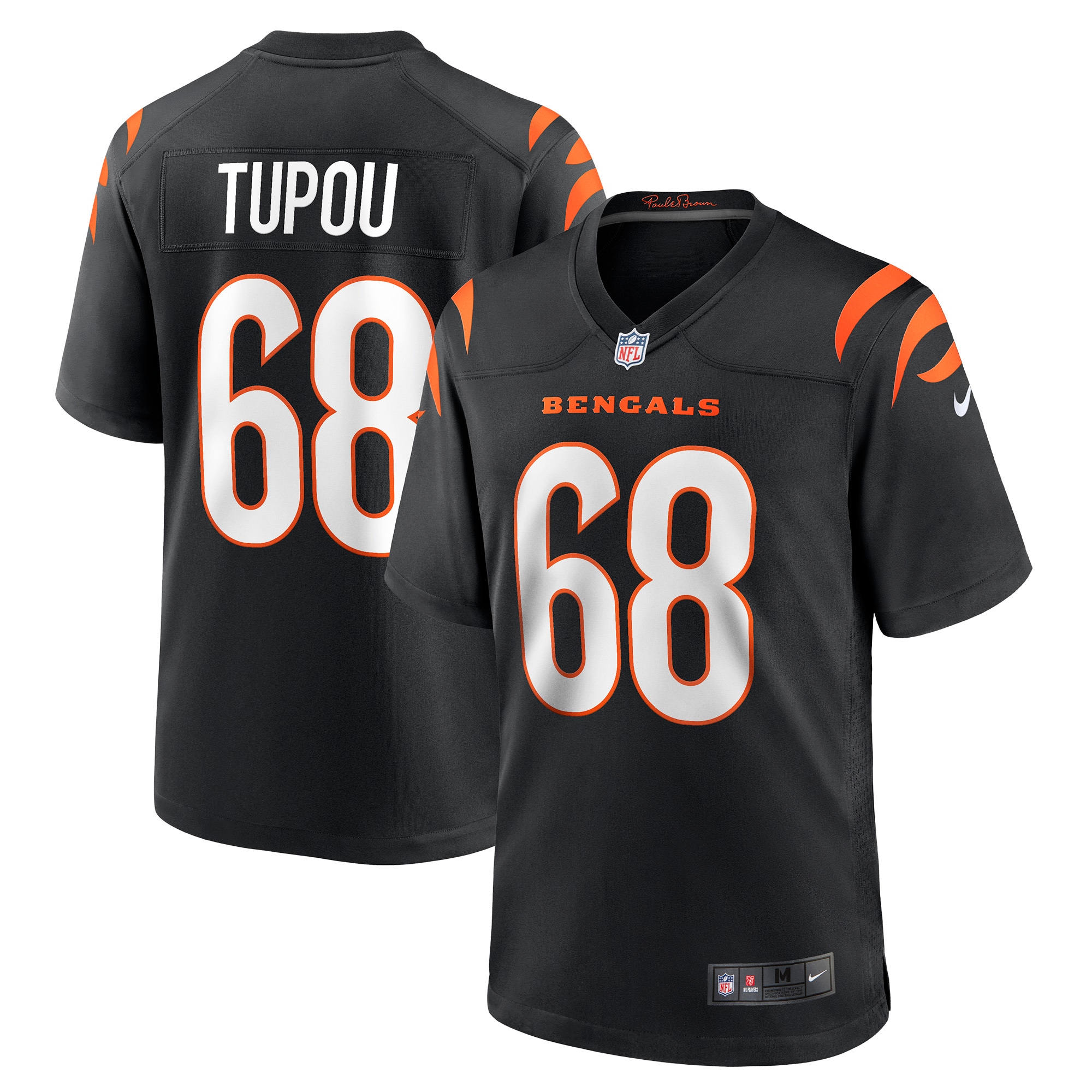 Men's Cincinnati Bengals Josh Tupou Black Game Player Jersey JS2118 nicesnker