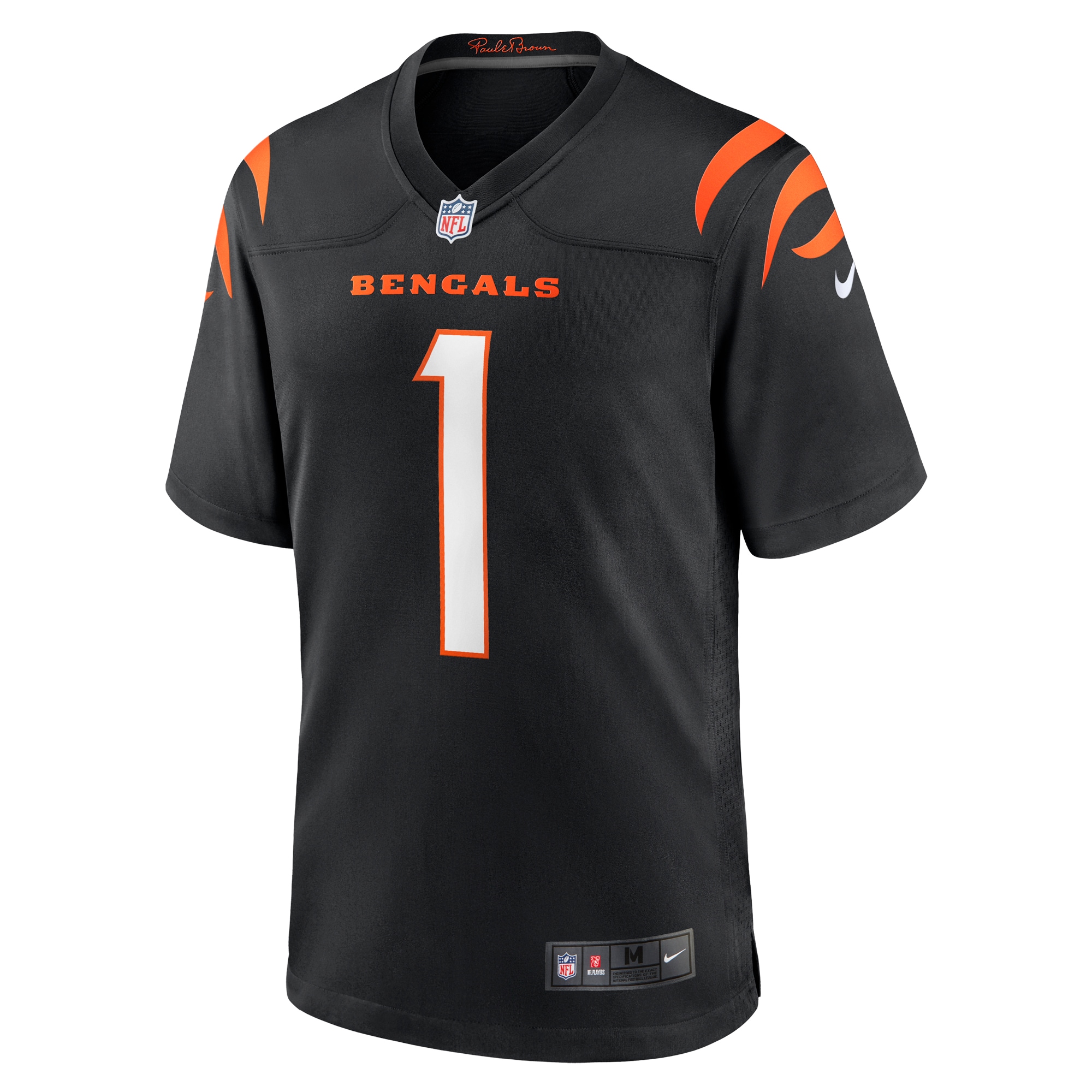 Alternative view of Men's Cincinnati Bengals Number 1 Dad Black Game Jersey JS6562 nicesnker