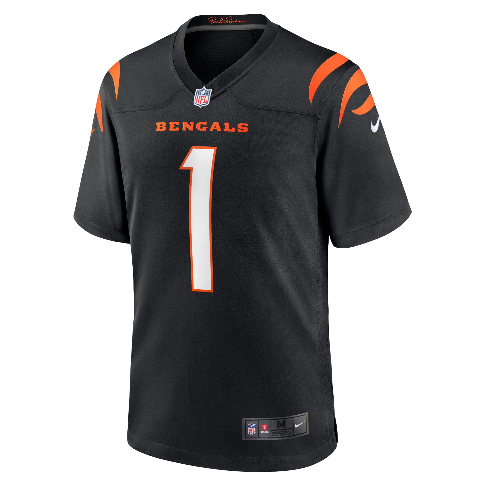 Alternative view of Men's Cincinnati Bengals Number 1 Groom Black Game Jersey JS1699 nicesnker