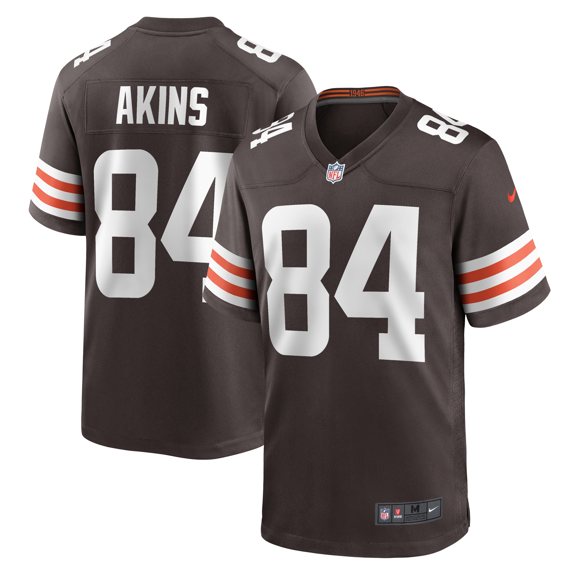 Men's Cleveland Browns Akins Brown Game Player Jersey JS3990 nicesnker