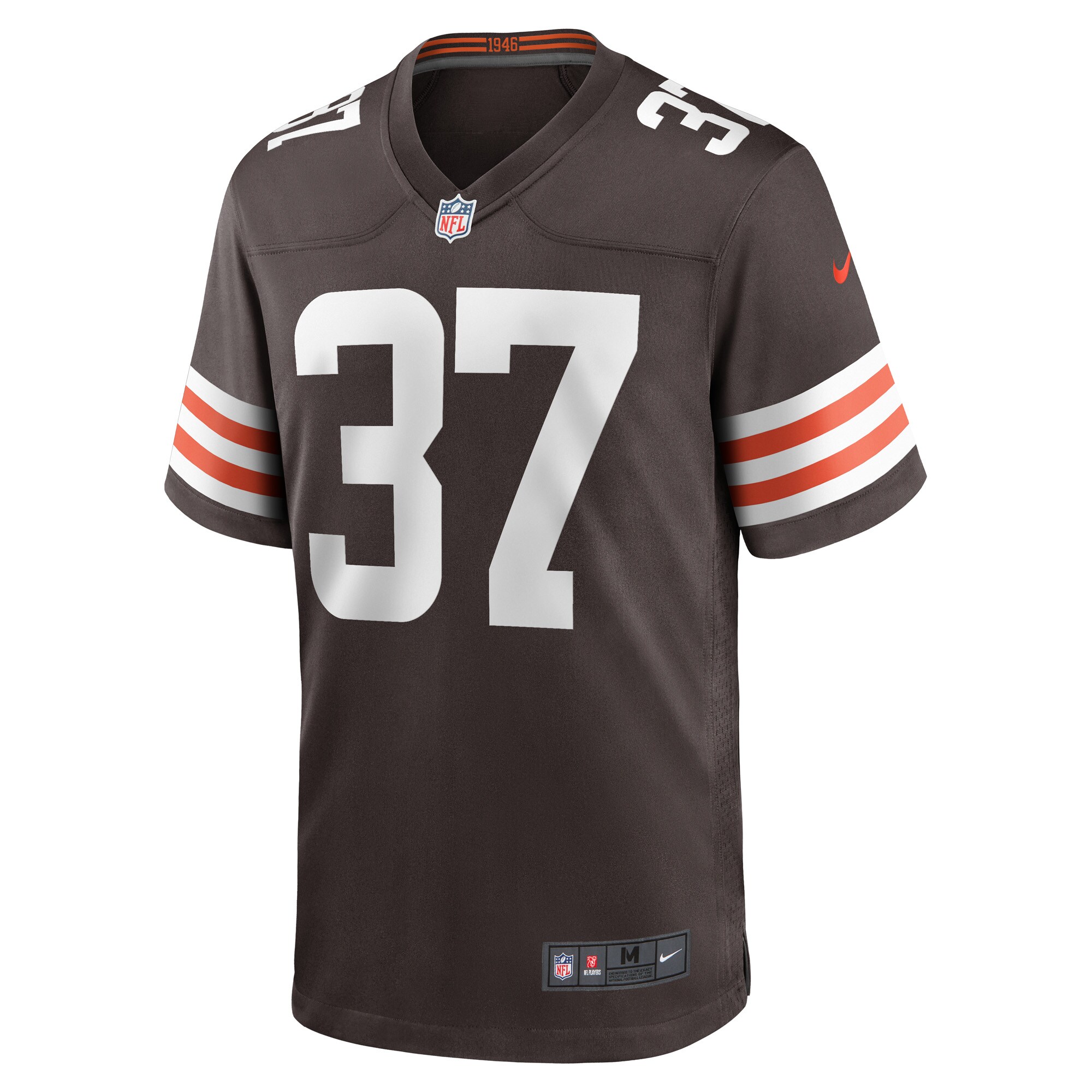 Alternative view of Men's Cleveland Browns D'Anthony Bell Brown Game Player Jersey JS8745 nicesnker