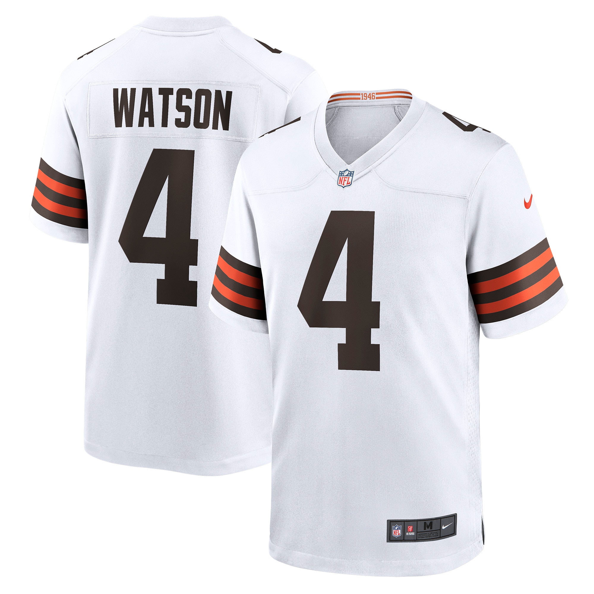 Men's Cleveland Browns Deshaun Watson White Game Jersey JS8046 nicesnker