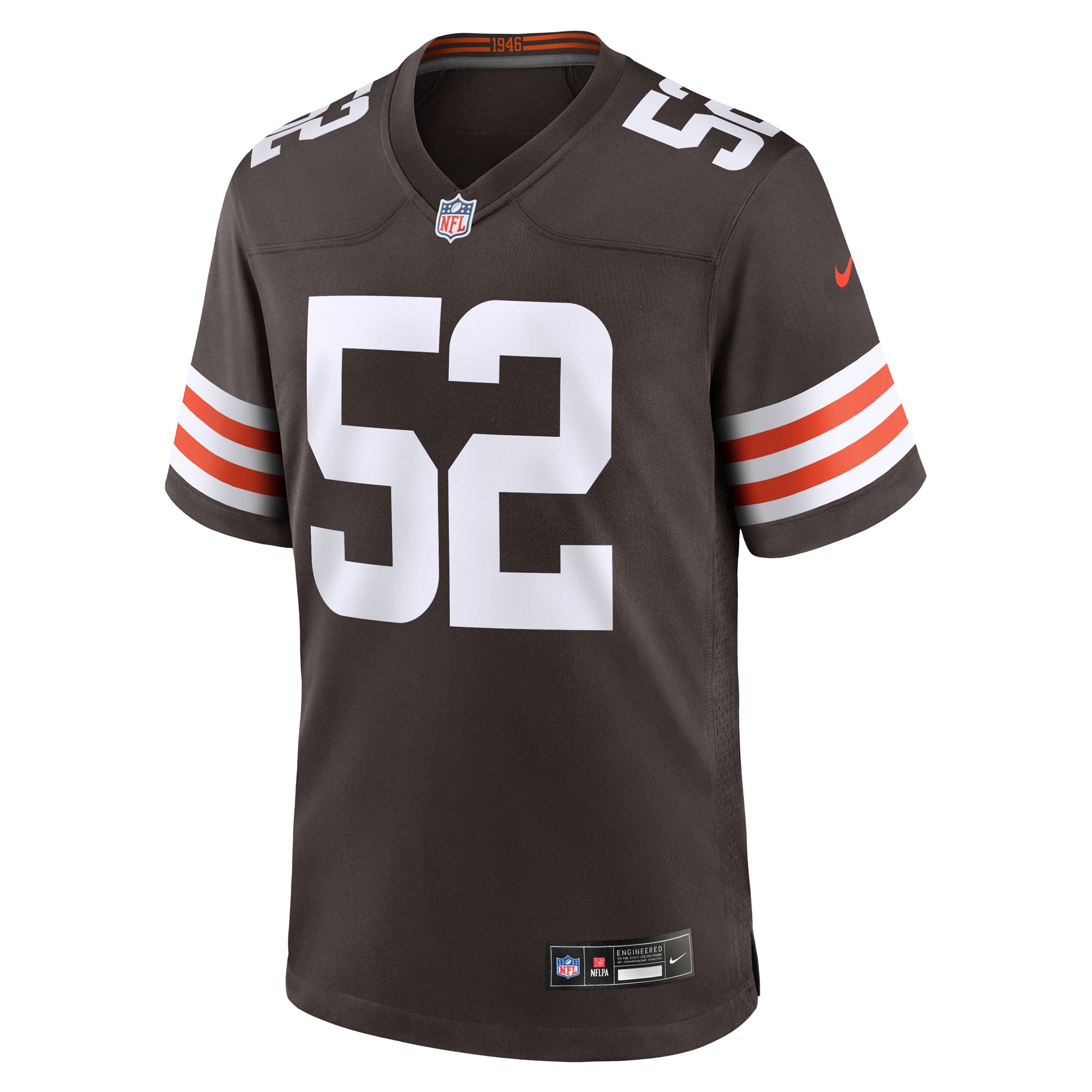 Alternative view of Men's Cleveland Browns Elerson Smith Brown Team Game Jersey JS8861 nicesnker