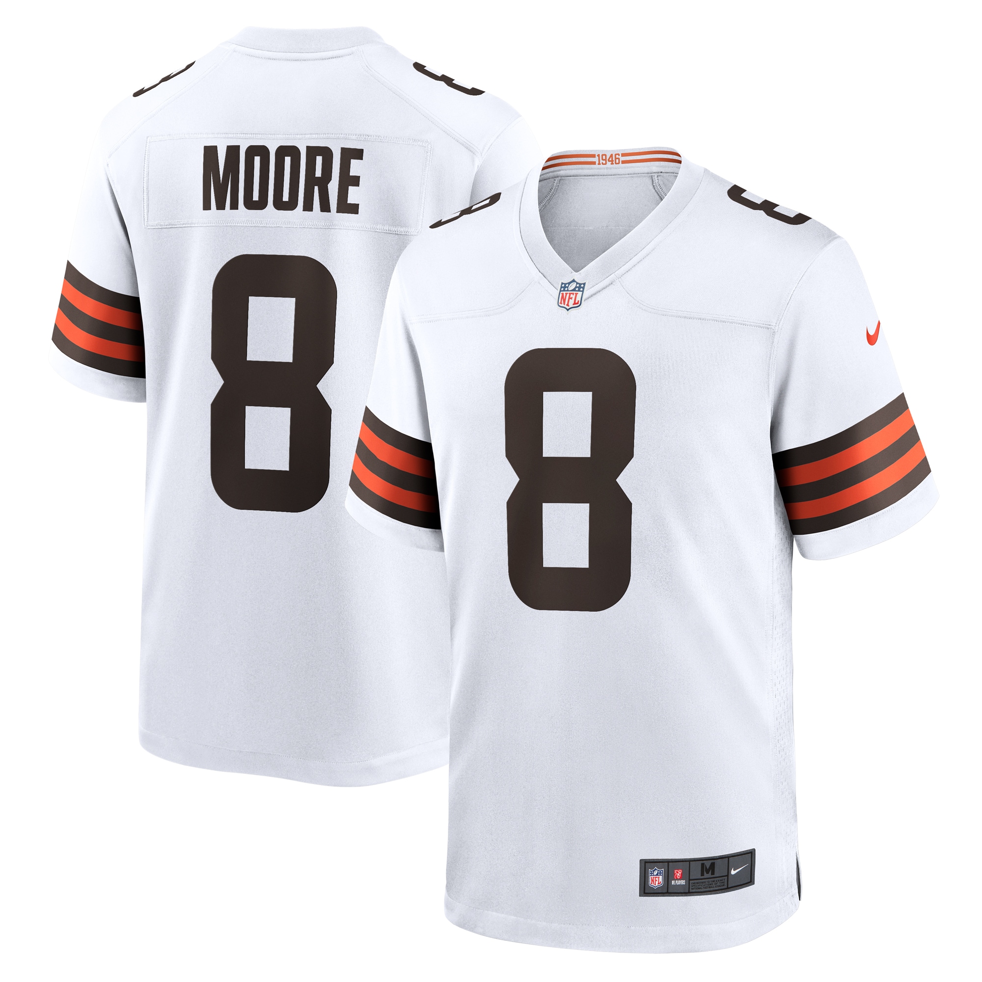 Men's Cleveland Browns Elijah Moore White Team Game Jersey JS7963 nicesnker