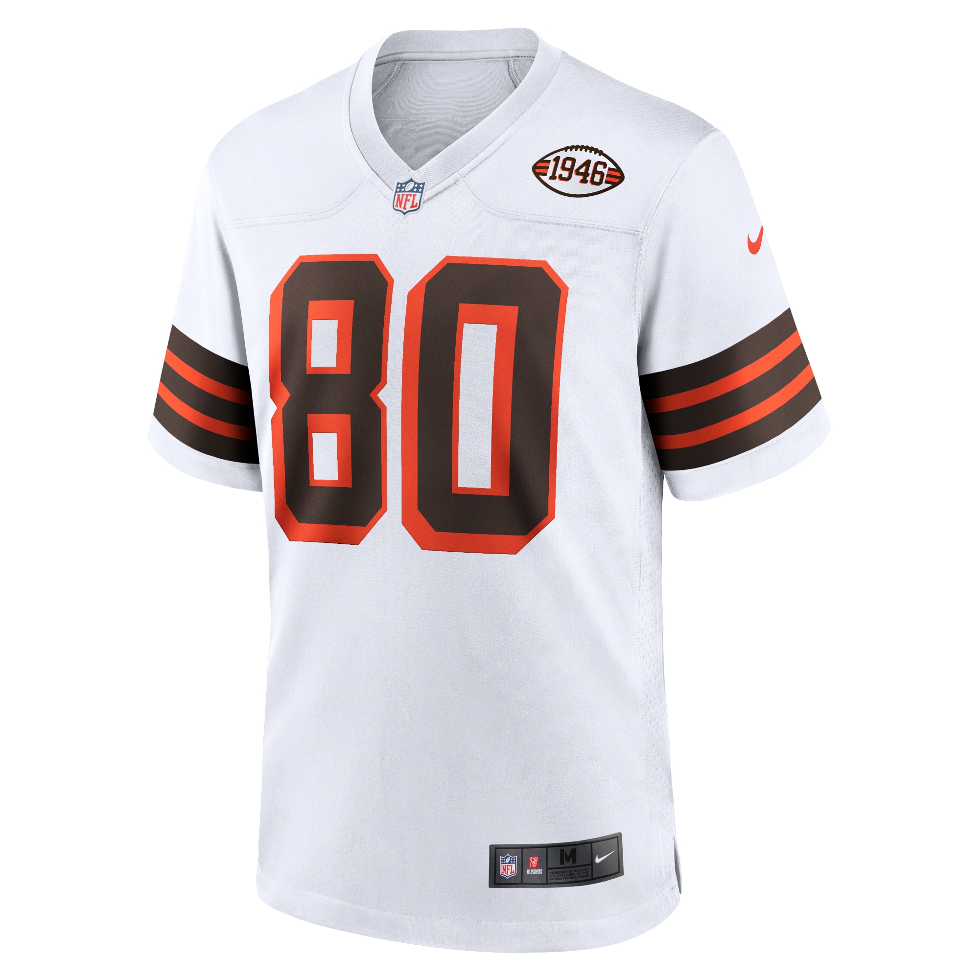 Alternative view of Men's Cleveland Browns Jarvis Landry White 1946 Collection Alternate Game Jersey JS6599 nicesnker