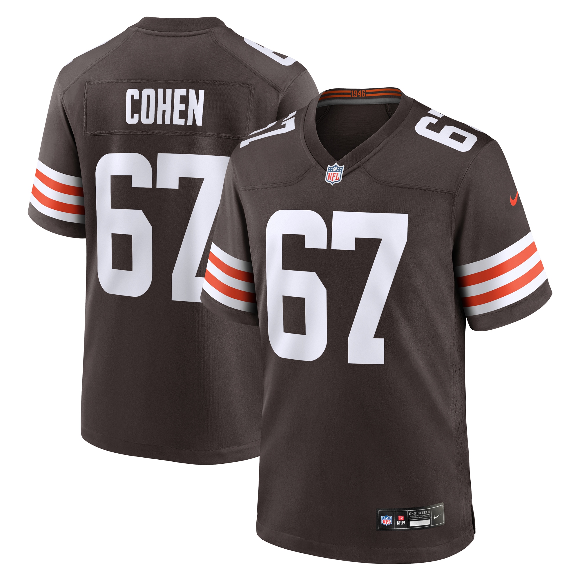Men's Cleveland Browns Javion Cohen Brown Team Game Jersey JS4258 nicesnker