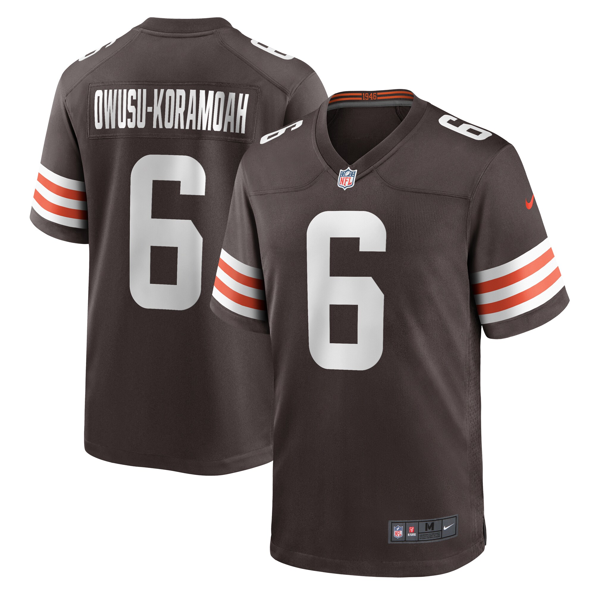 Men's Cleveland Browns Jeremiah Owusu-Koramoah Brown Team Game Jersey JS3947 nicesnker