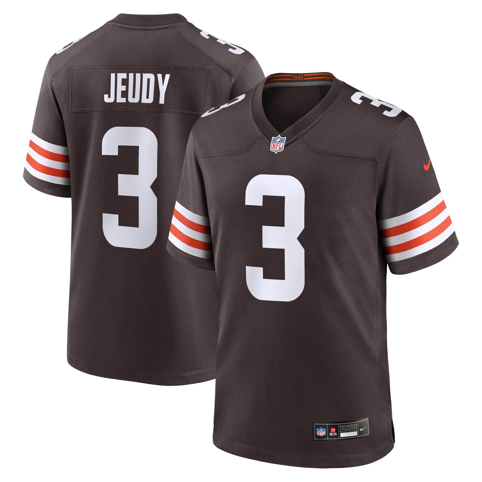 Men's Cleveland Browns Jerry Jeudy Brown Game Jersey JS1173 nicesnker