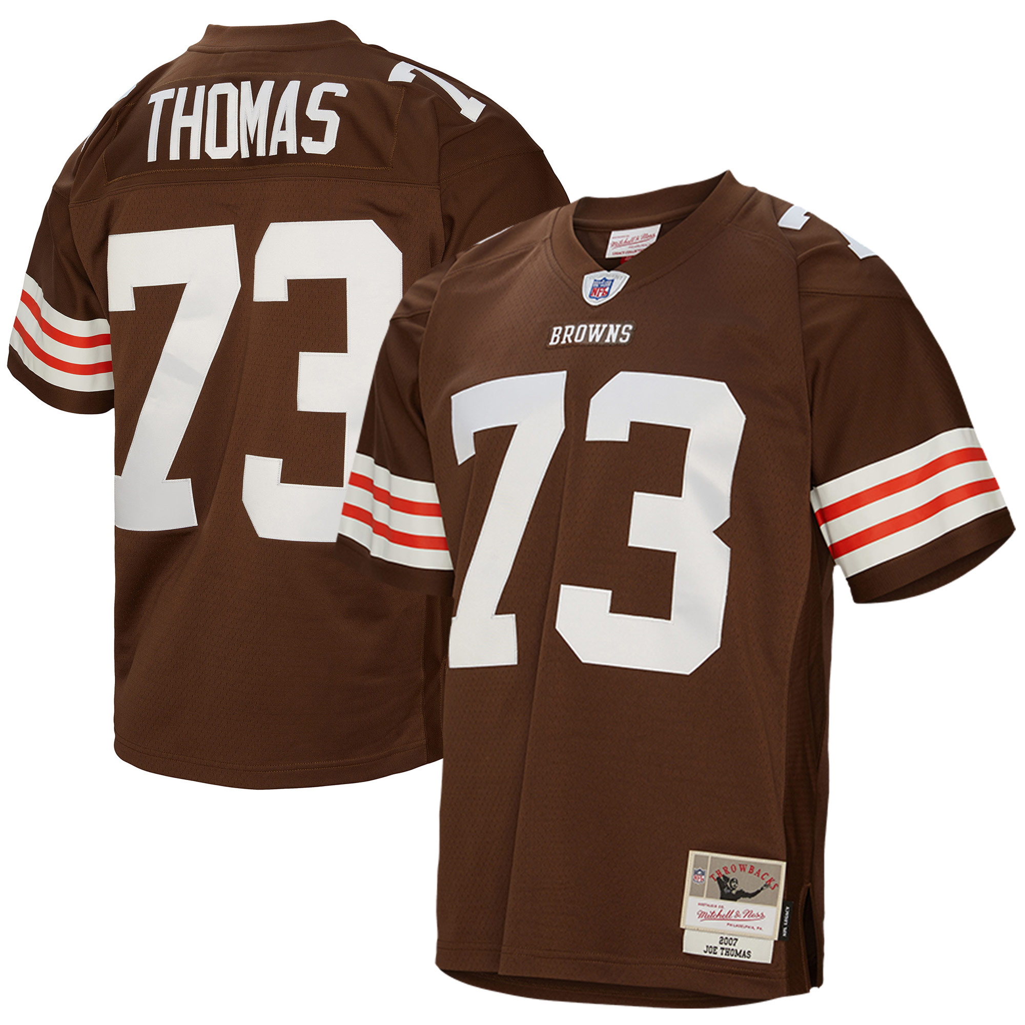 Men's Cleveland Browns Joe Thomas Mitchell & Ness Brown Legacy Jersey JS3760 nicesnker