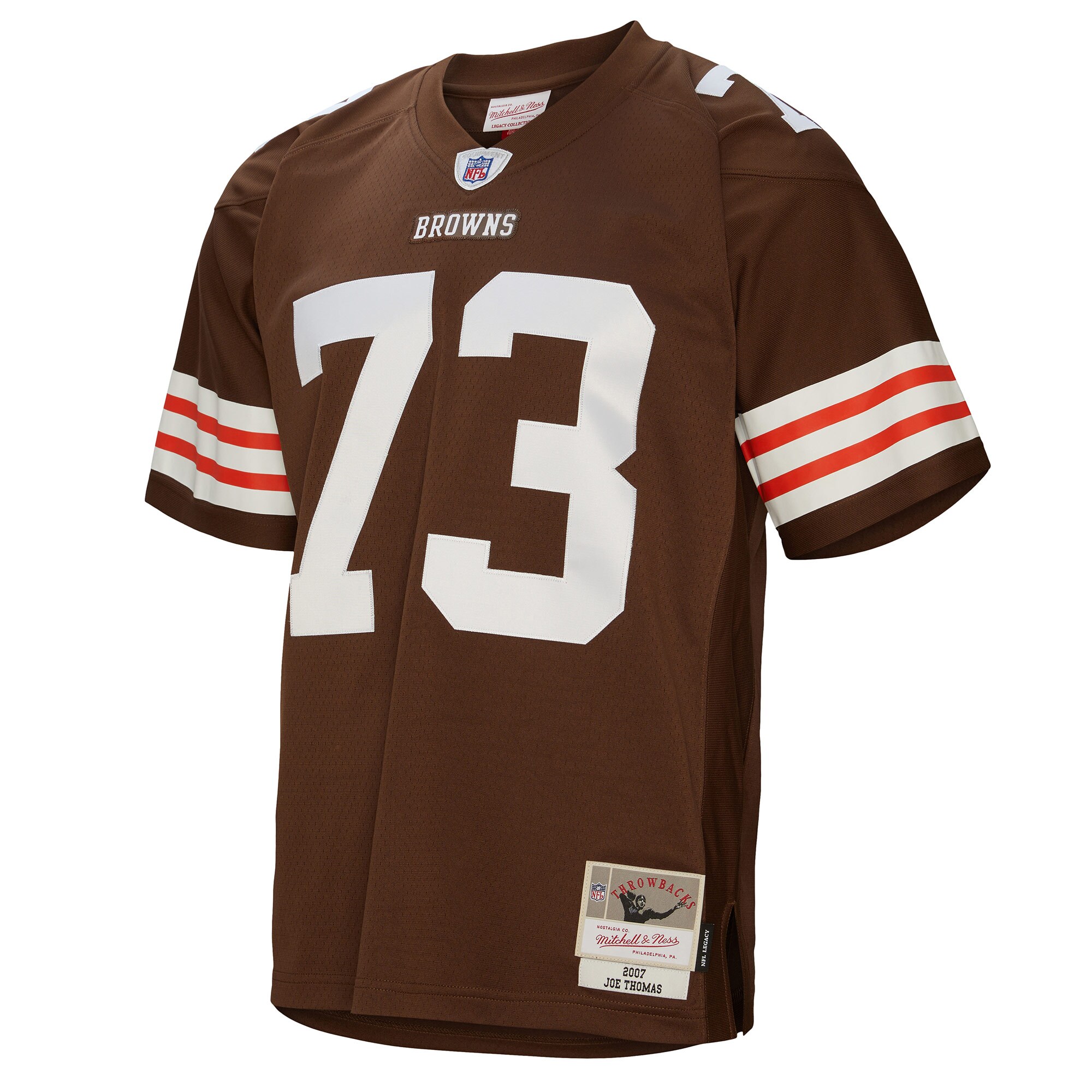 Alternative view of Men's Cleveland Browns Joe Thomas Mitchell & Ness Brown Legacy Jersey JS3760 nicesnker