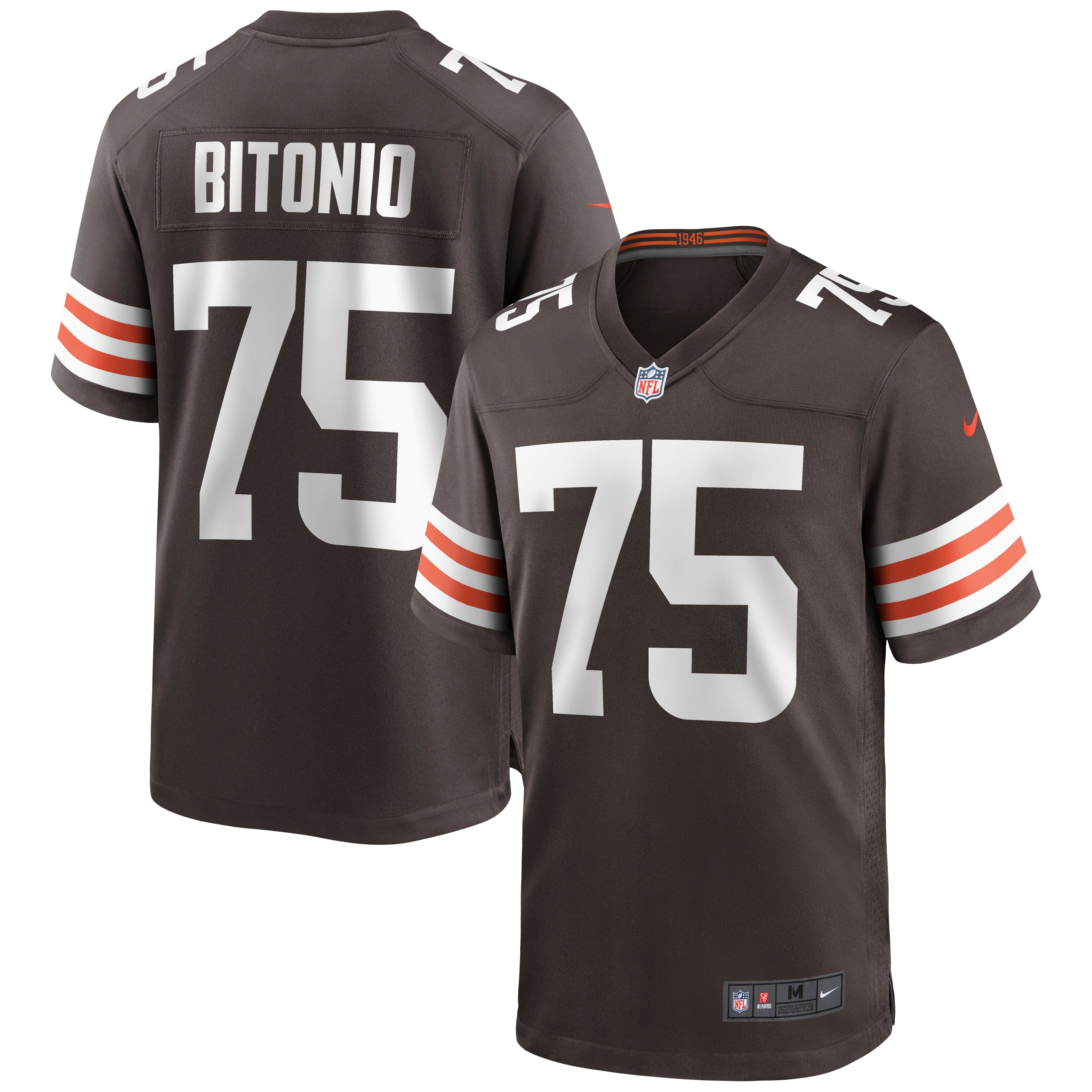 Men's Cleveland Browns Joel Bitonio Brown Game Jersey JS1884 nicesnker