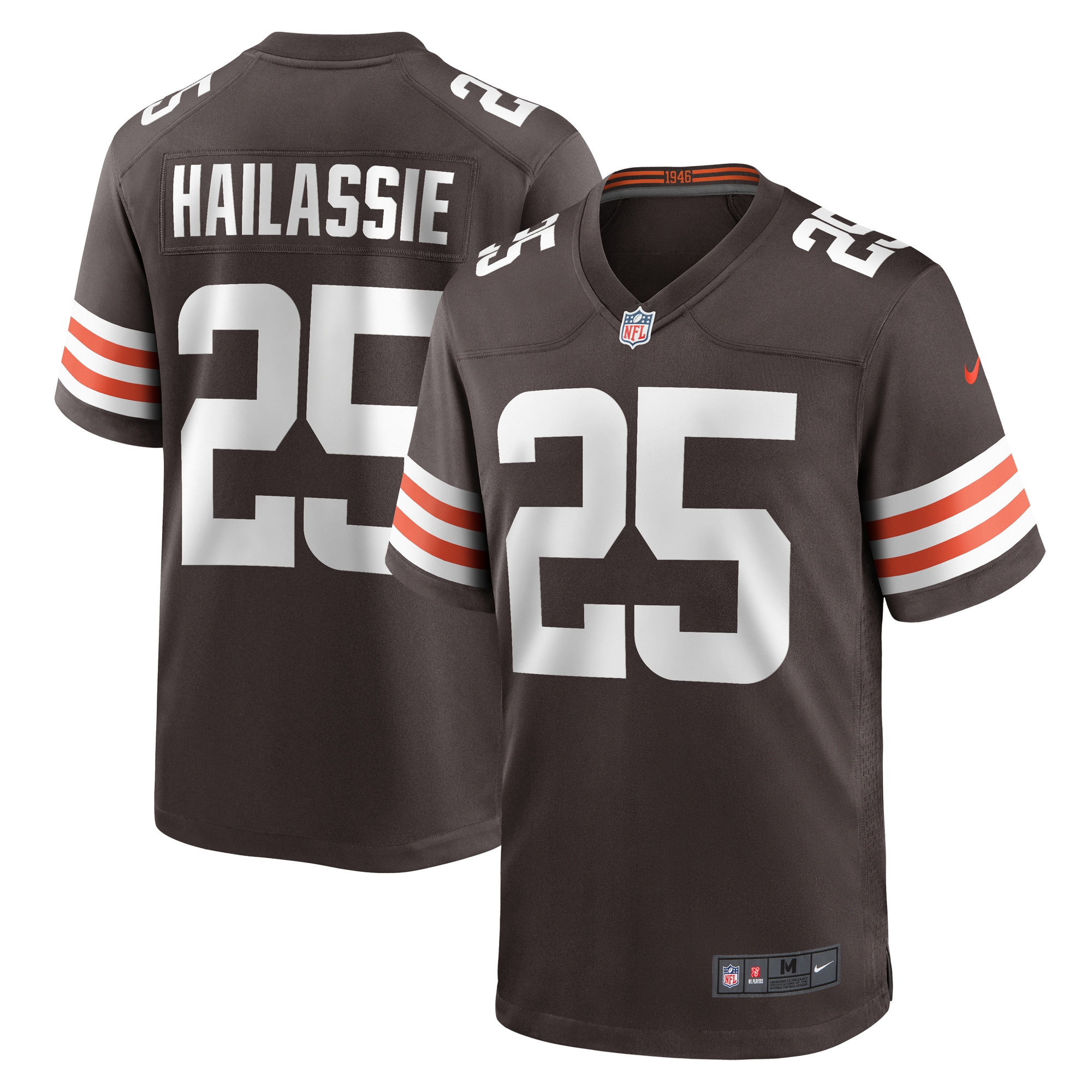 Men's Cleveland Browns Kahlef Hailassie Brown Team Game Jersey JS6831 nicesnker