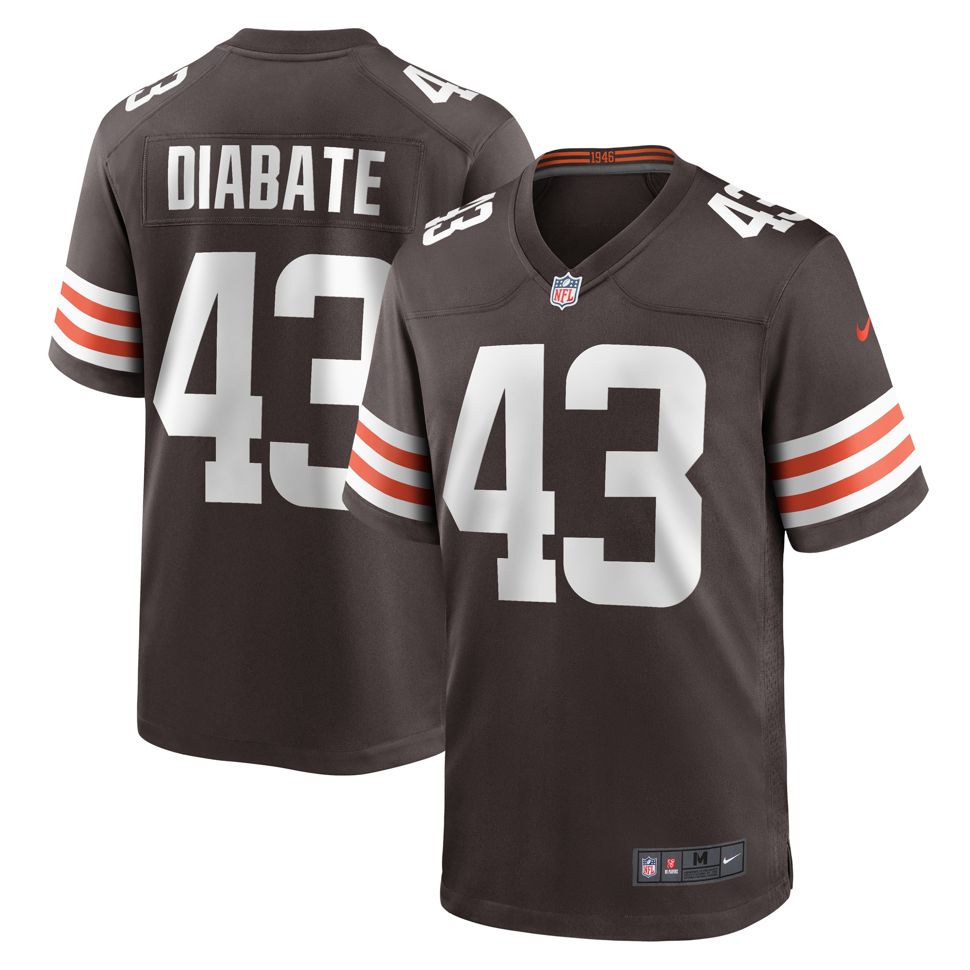 Men's Cleveland Browns Mohamoud Diabate Brown Team Game Jersey JS4213 nicesnker